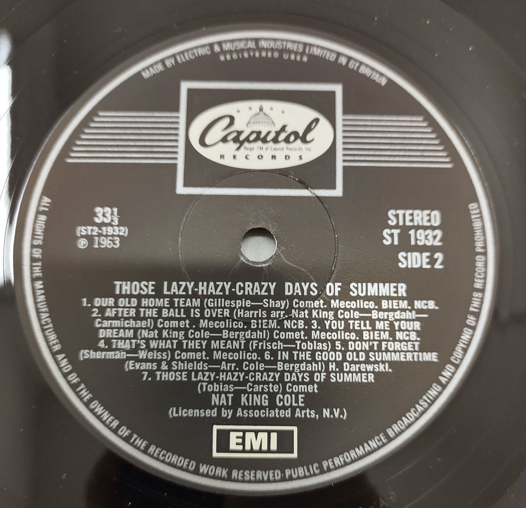 Nat King Cole – Lazy-Hazy-Crazy Days of Summer LP ST1932 VG
