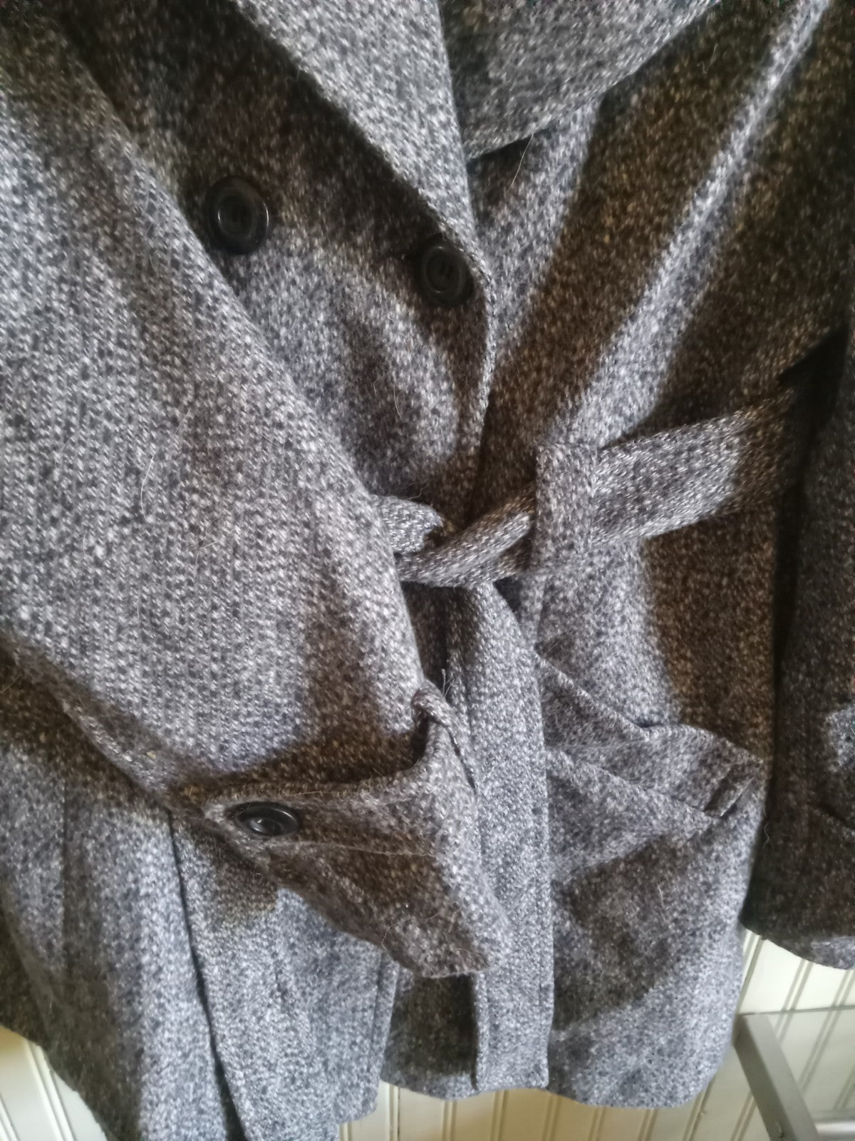 Suzy Shier Gray Button-Up Dress Coat – XL, Elegant Wrap Style