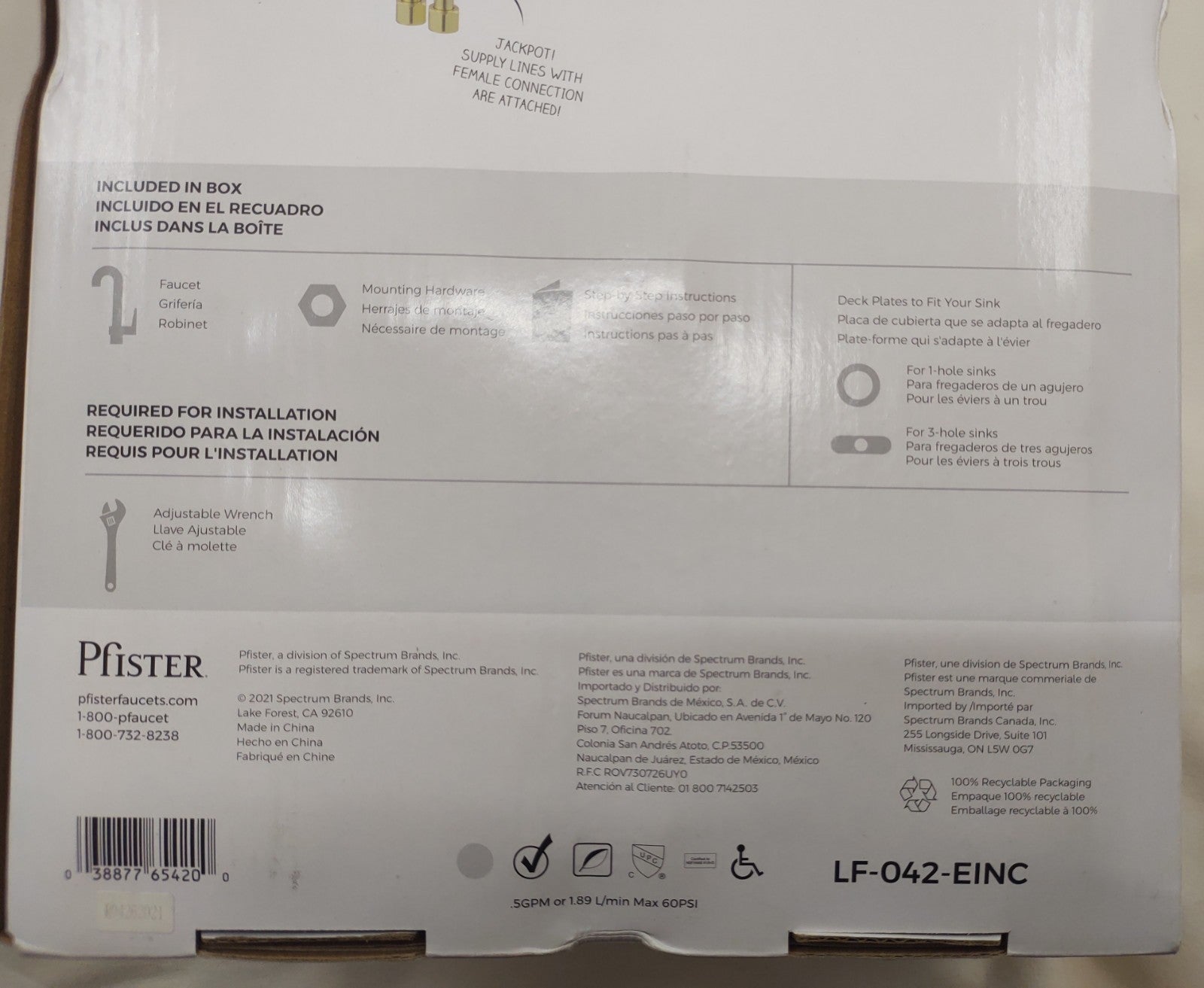 Pfister Motion-Sensor Bathroom Sink Faucet — Touchless / Electronic Commercial