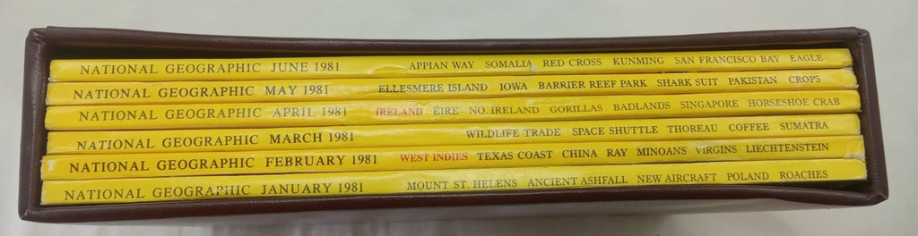 Nat Geo Jan–June 1981 VG+ | Vintage Magazine Set w/ Slipcase | 6 Issues