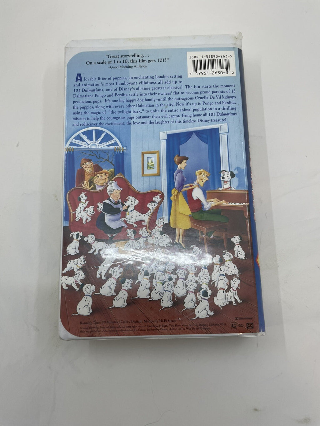 Disney VHS 101 Dalmatians 1992 Classic Animated Film Clamshell