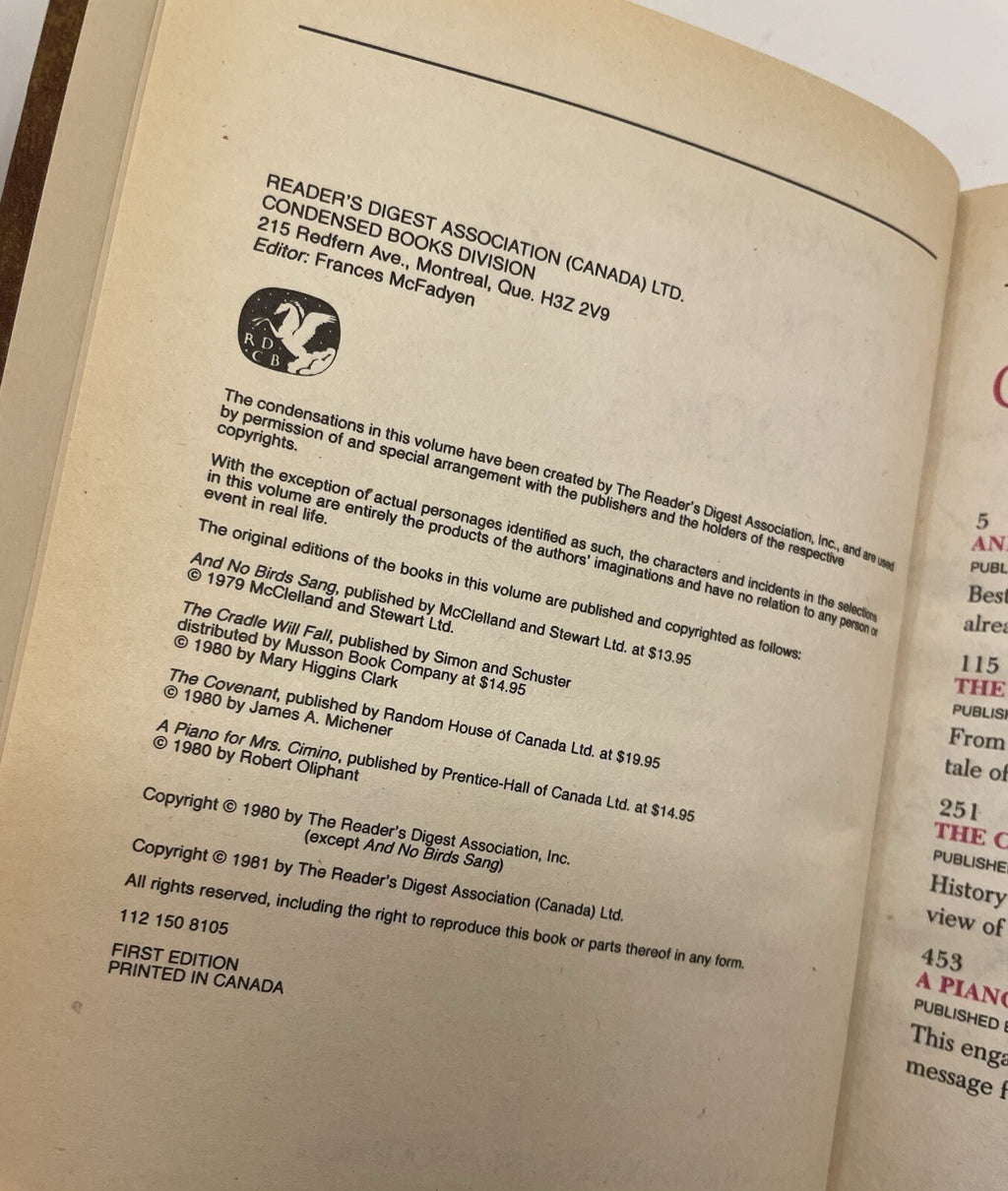 Reader’s Digest Condensed Books 150th Ed 1981 Leather Bound w/ Gilt Edges - NM