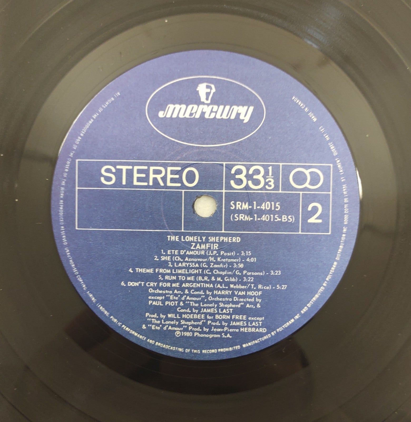 Zamfir - The Lonely Shepherd LP Mercury SRM-1-4015 Europe 1980