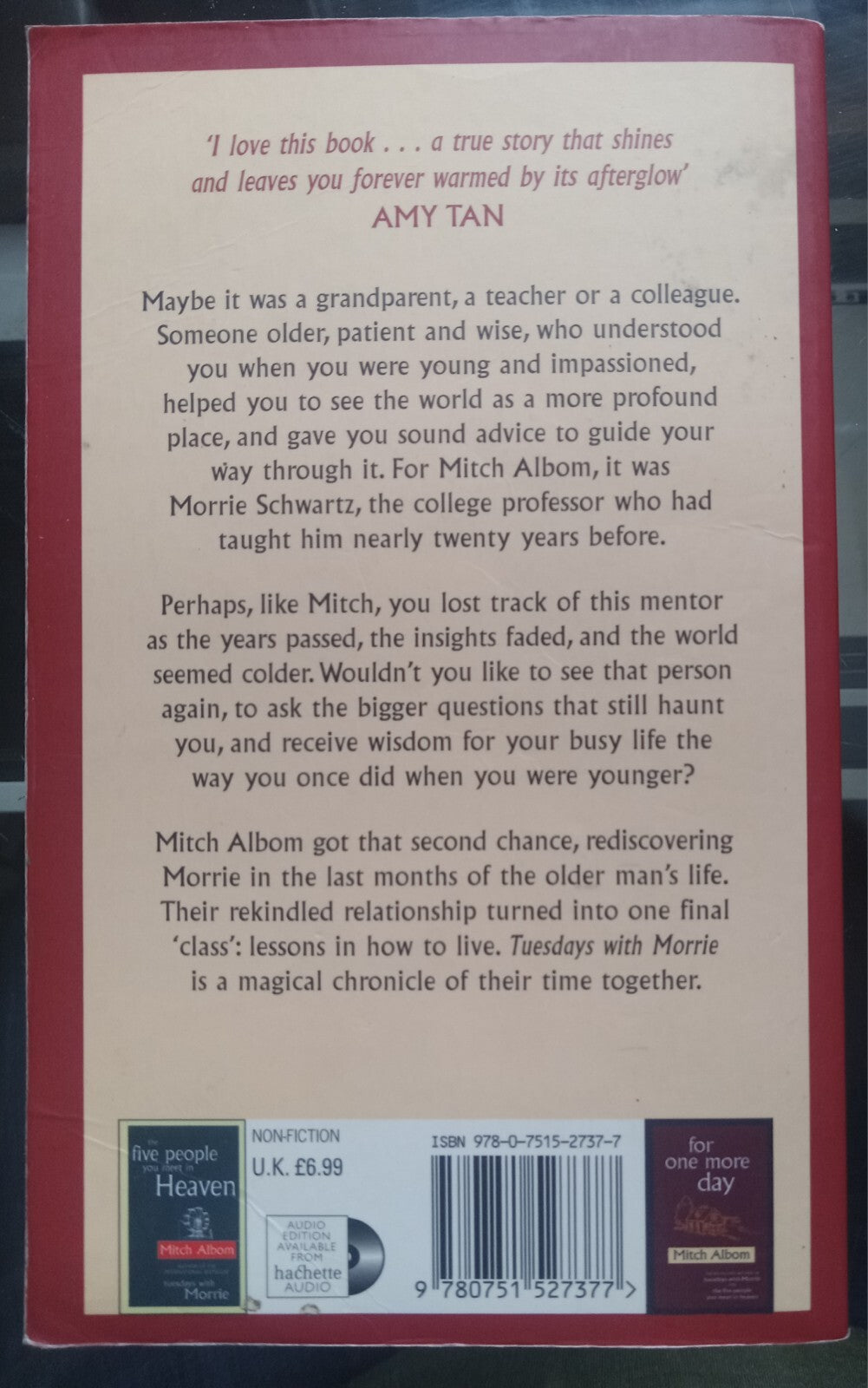 Tuesdays with Morrie by Mitch Albom PB Memoir Life Lessons Book