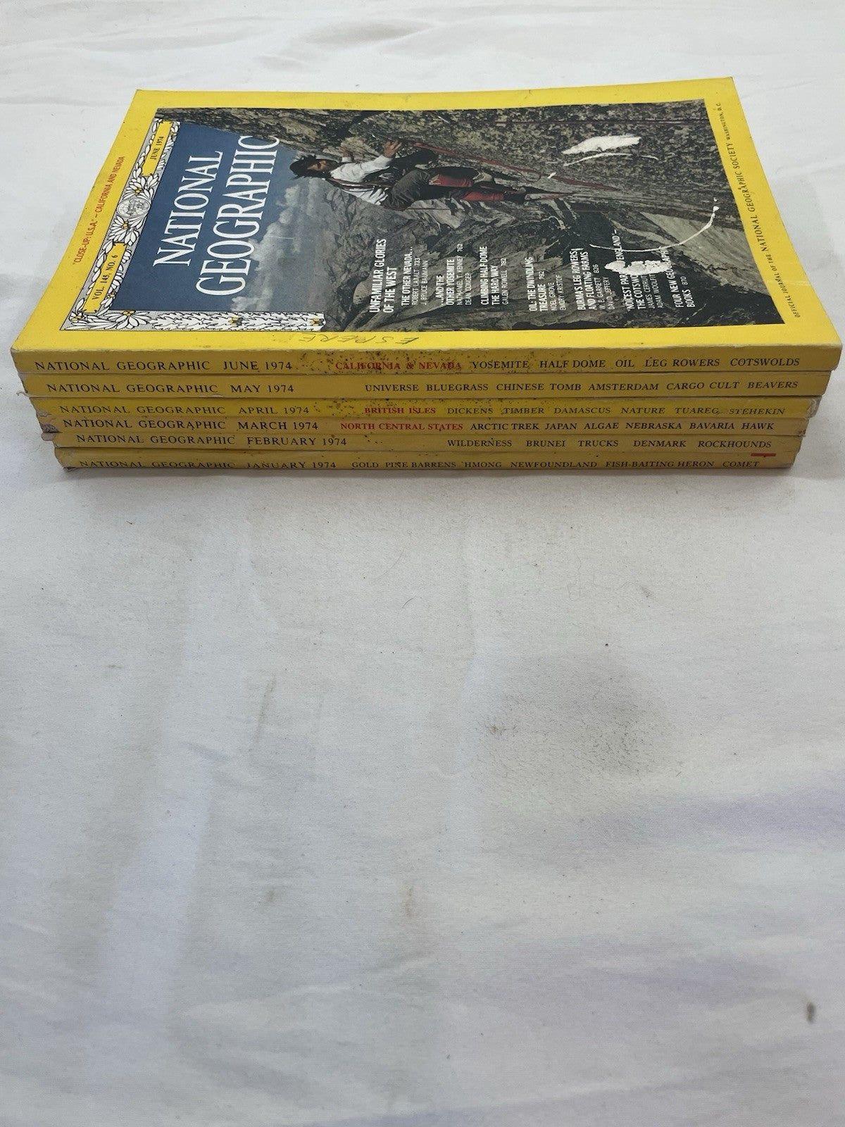 Nat Geo Mag Lot Jan–Jun 1974 Slipcvr Set Vtg Wildlife World Decor RARE