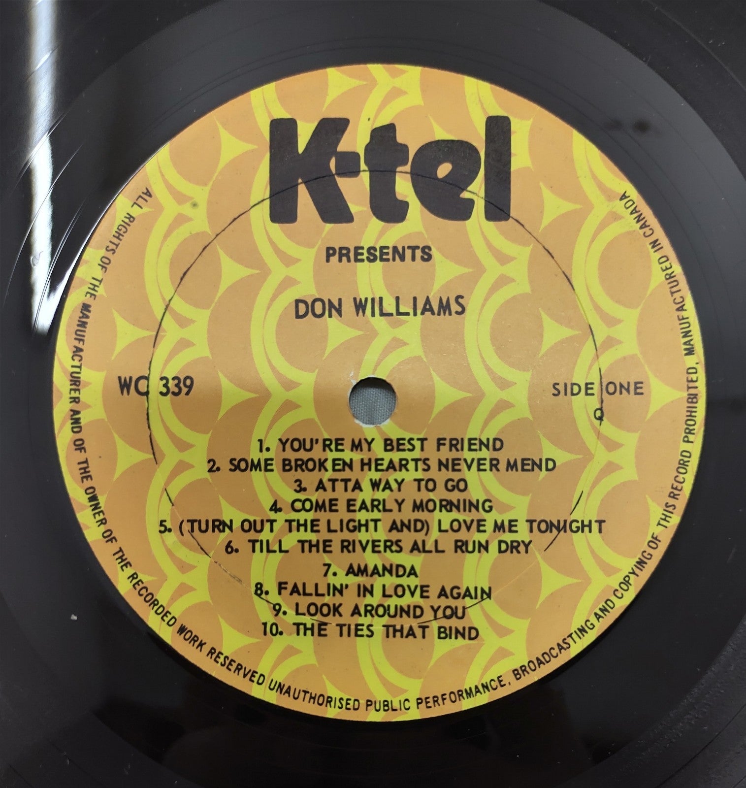 Don Williams – 20 Of My Best LP 1978 K-Tel WC-339 Country Hits