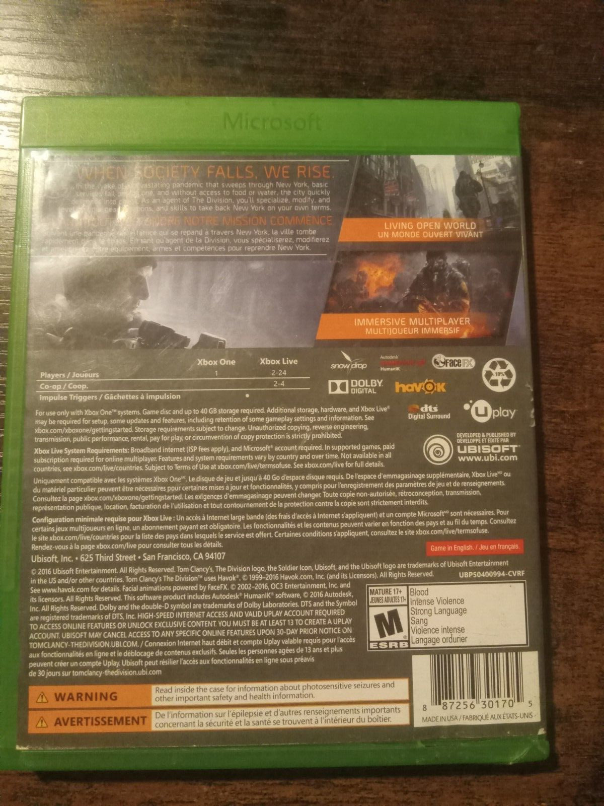 Tom Clancy's The Division (Xbox One) – Tested & Working