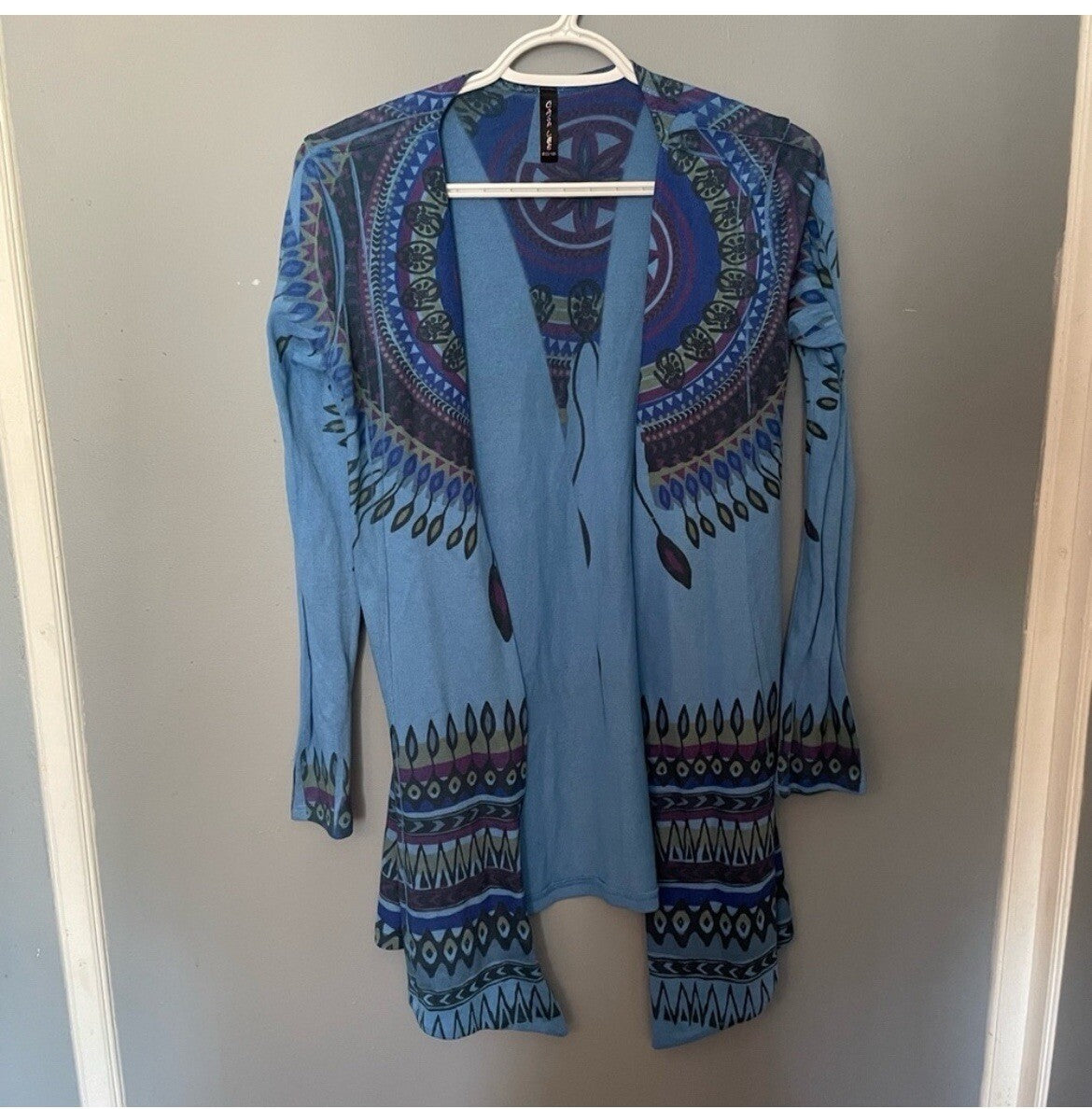 Casa Lee Multicolor Blue Long Sleeve Color Blue Long sleeve Cardigan Size Small