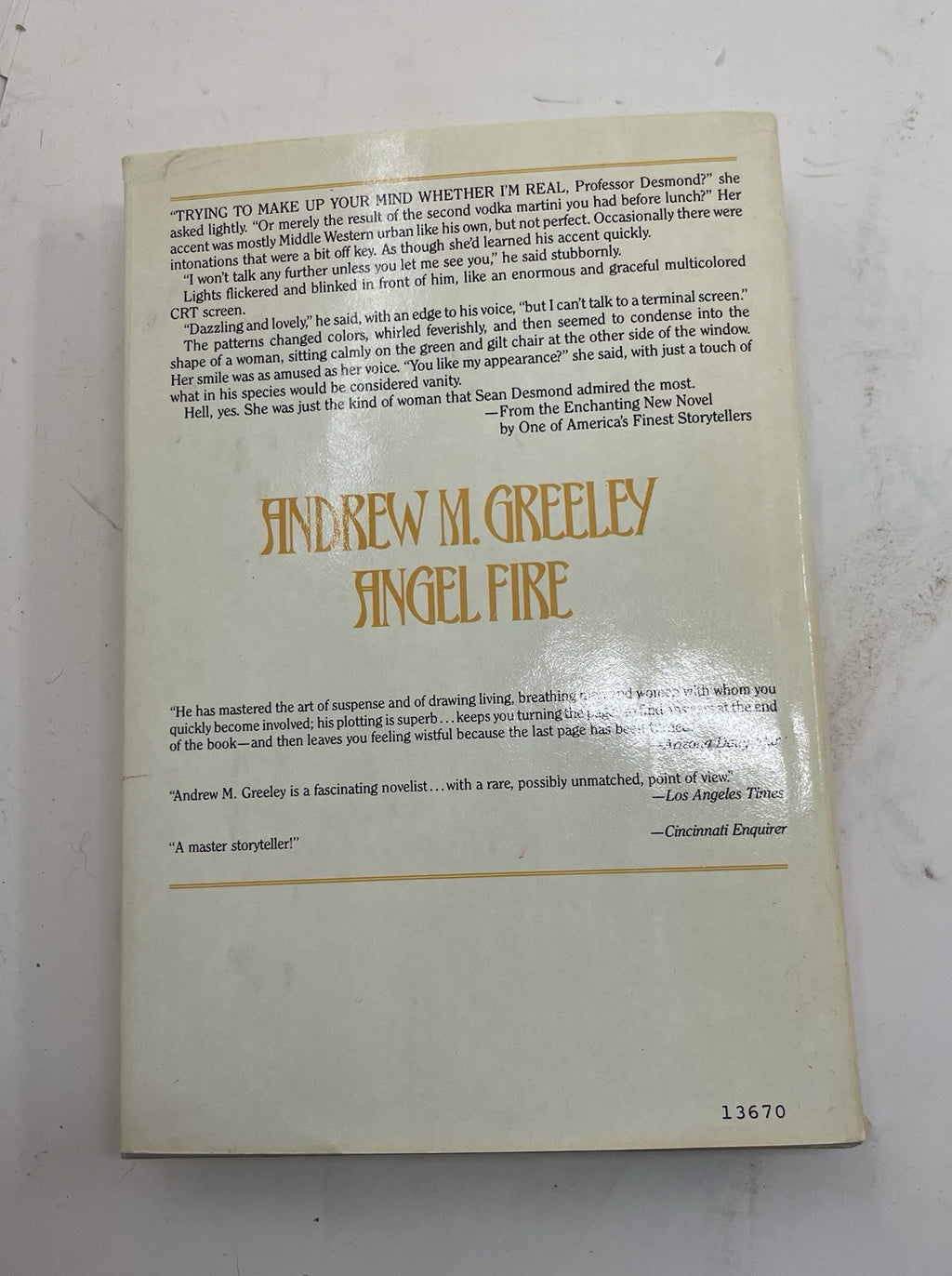 Angel Fire HC Vtg Religious Romance Fiction Novel Andrew M Greeley Retro