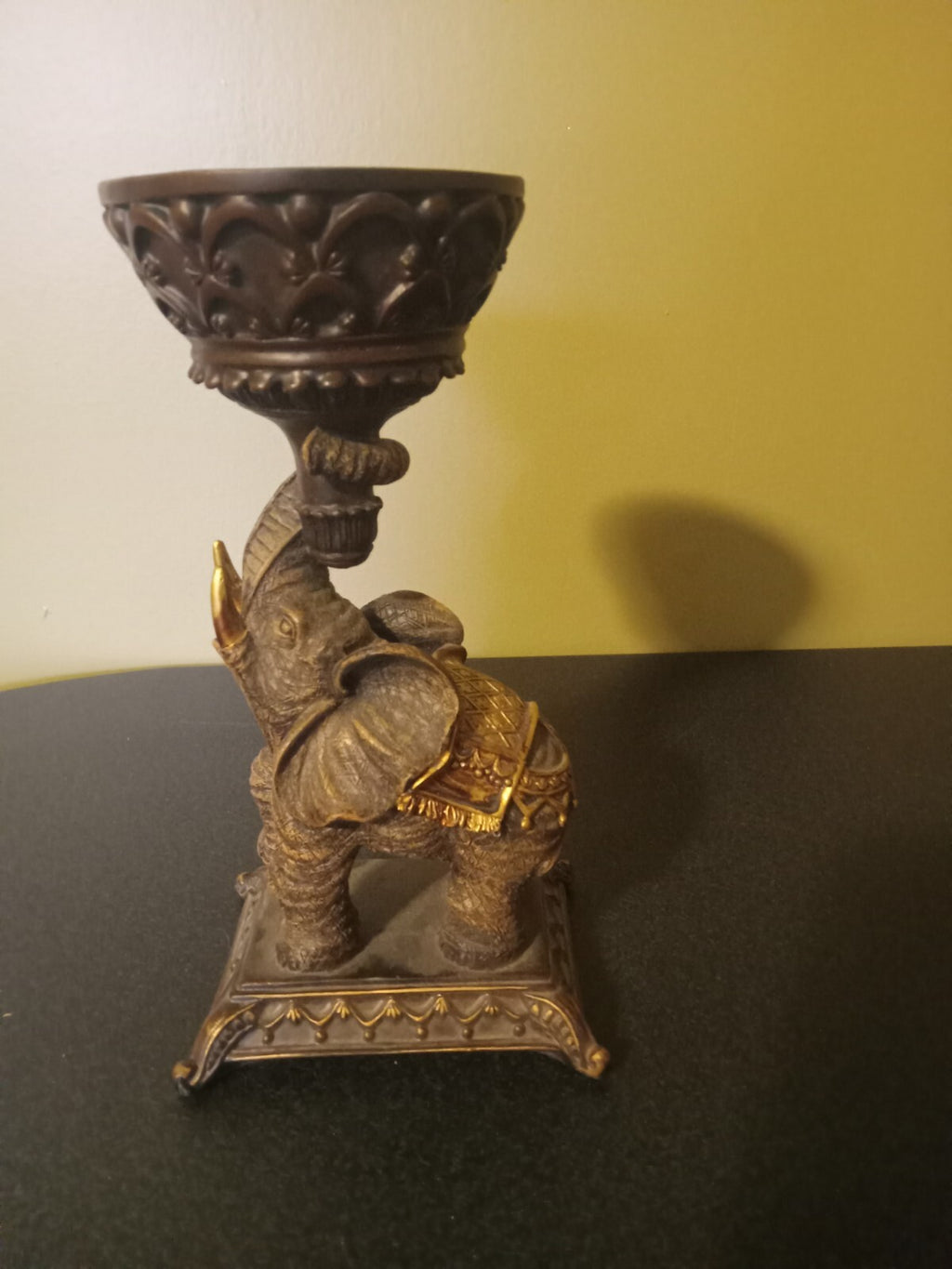 Elephant Resin Pillar Candle Holder – Decorative Home Accent Statue Candle Decor