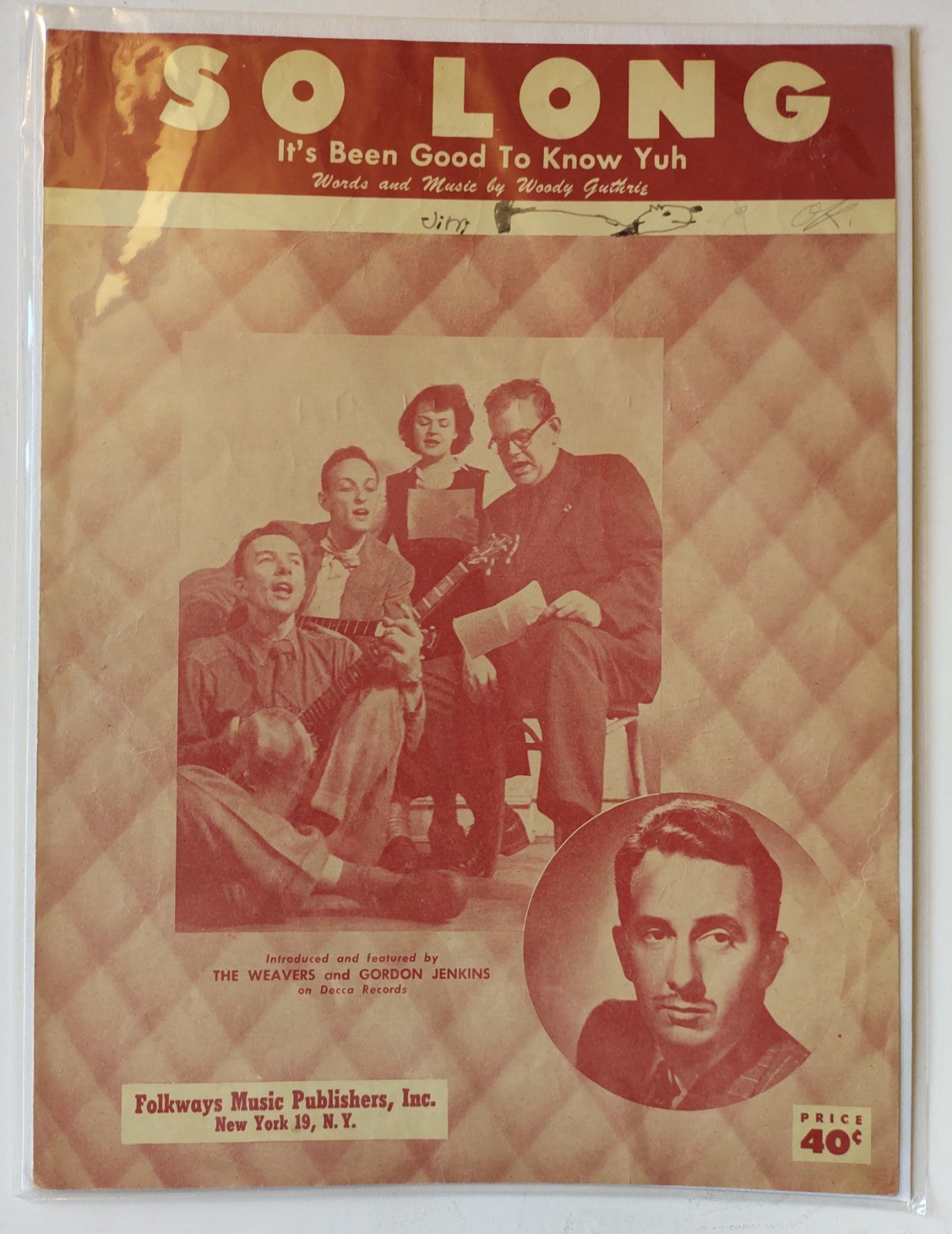 Woody Guthrie – So Long It’s Been Good to Know Yuh Folkways Sheet Music