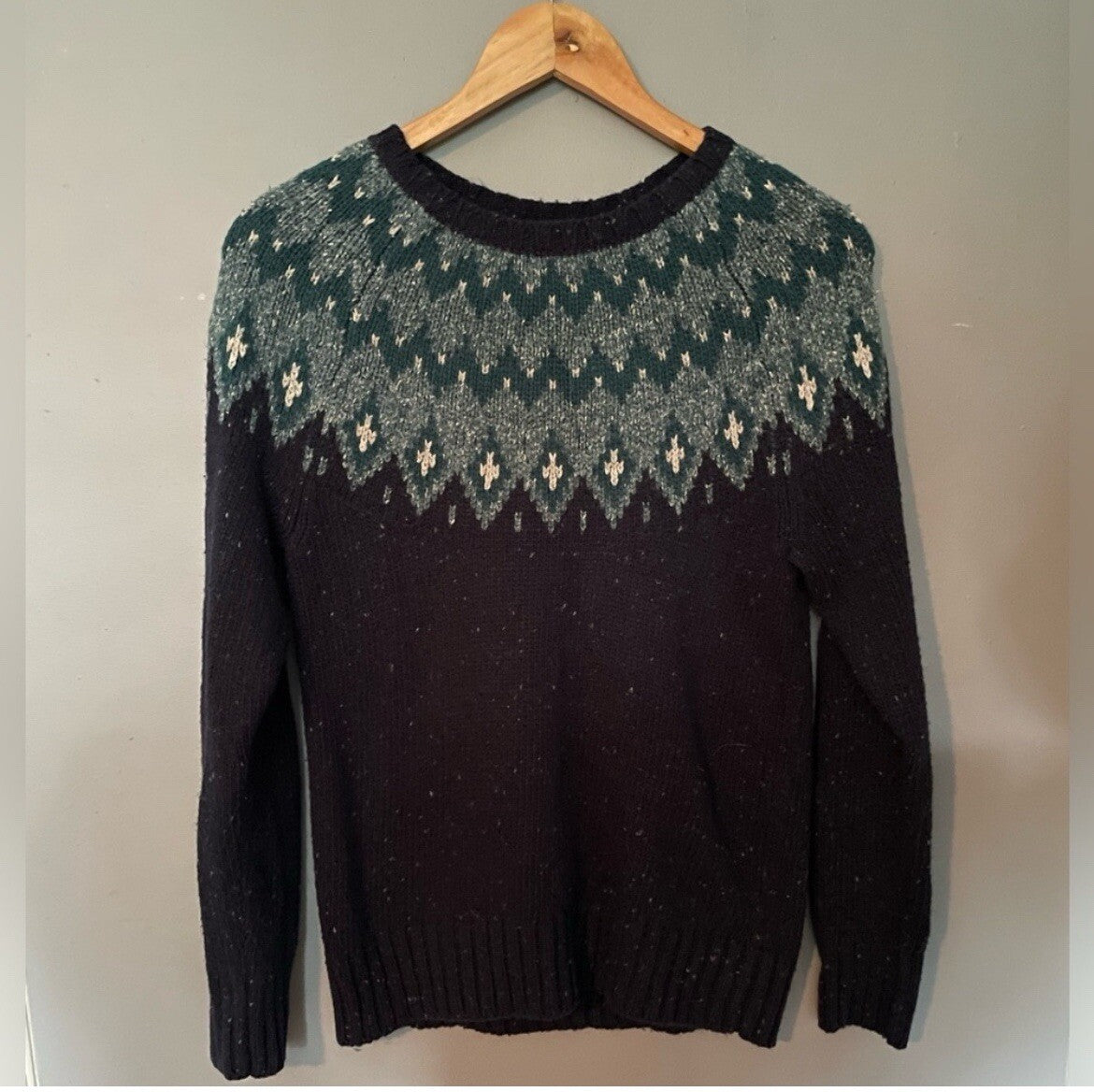 Wind River Blue Fairisle Knit Sweater Small Nordic Winter Cabin Vintage