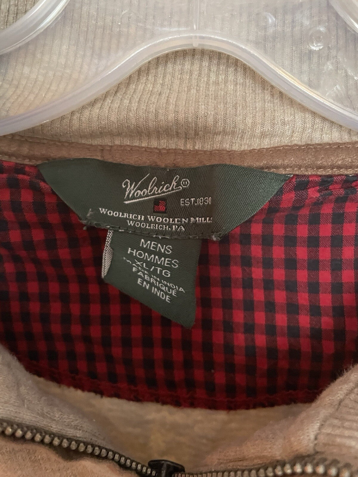 Woolrich Half Zip Elbow Patch Tan Sweater Cotton Men's XL Casual Knit