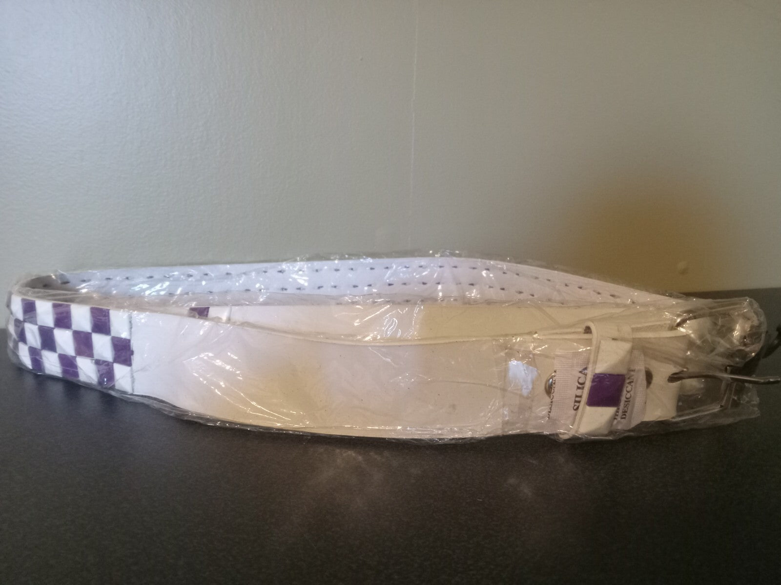 White Faux Leather Studded Belt Purple White Studs Unisex Alt Style Adjustable