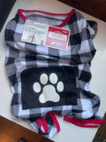 Plaid Paw Print Dog Pajamas – Cozy Fleece Pet Sleepwear for Small Dogs