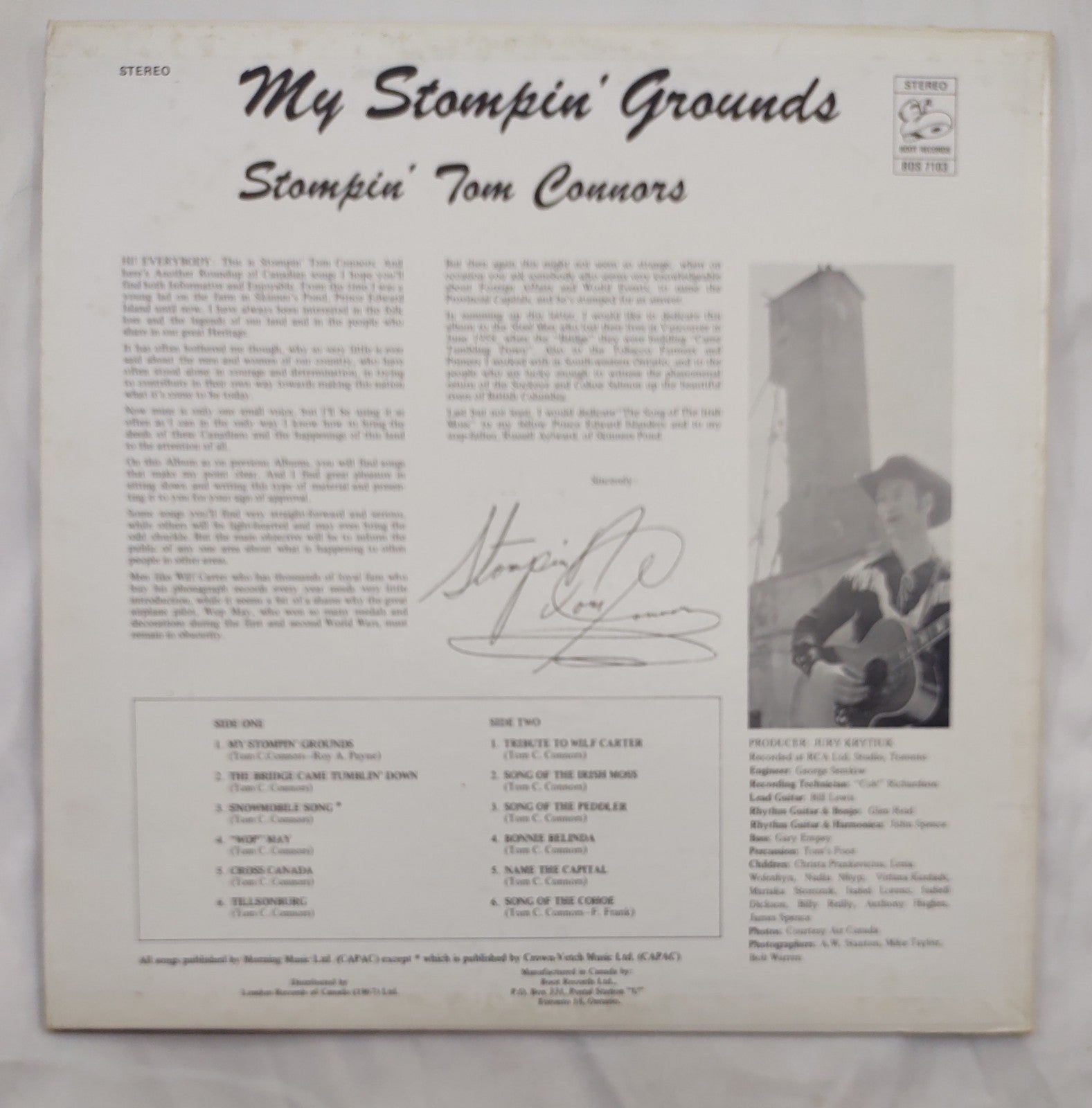 Stompin’ Tom Connors – My Stompin’ Grounds LP 1971 Boot Records BOS-7103