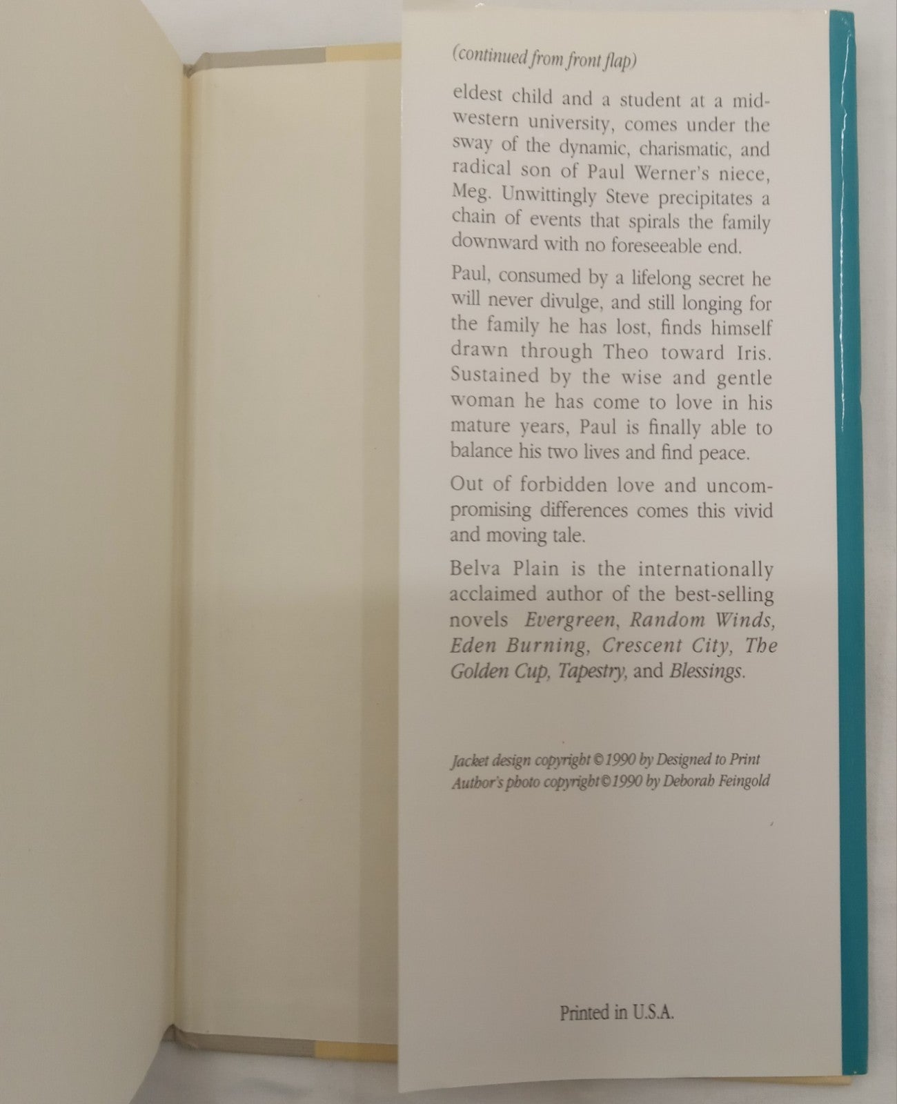 Harvest by Belva Plain – VG+ Vintage Hardcover, Family Saga Fiction