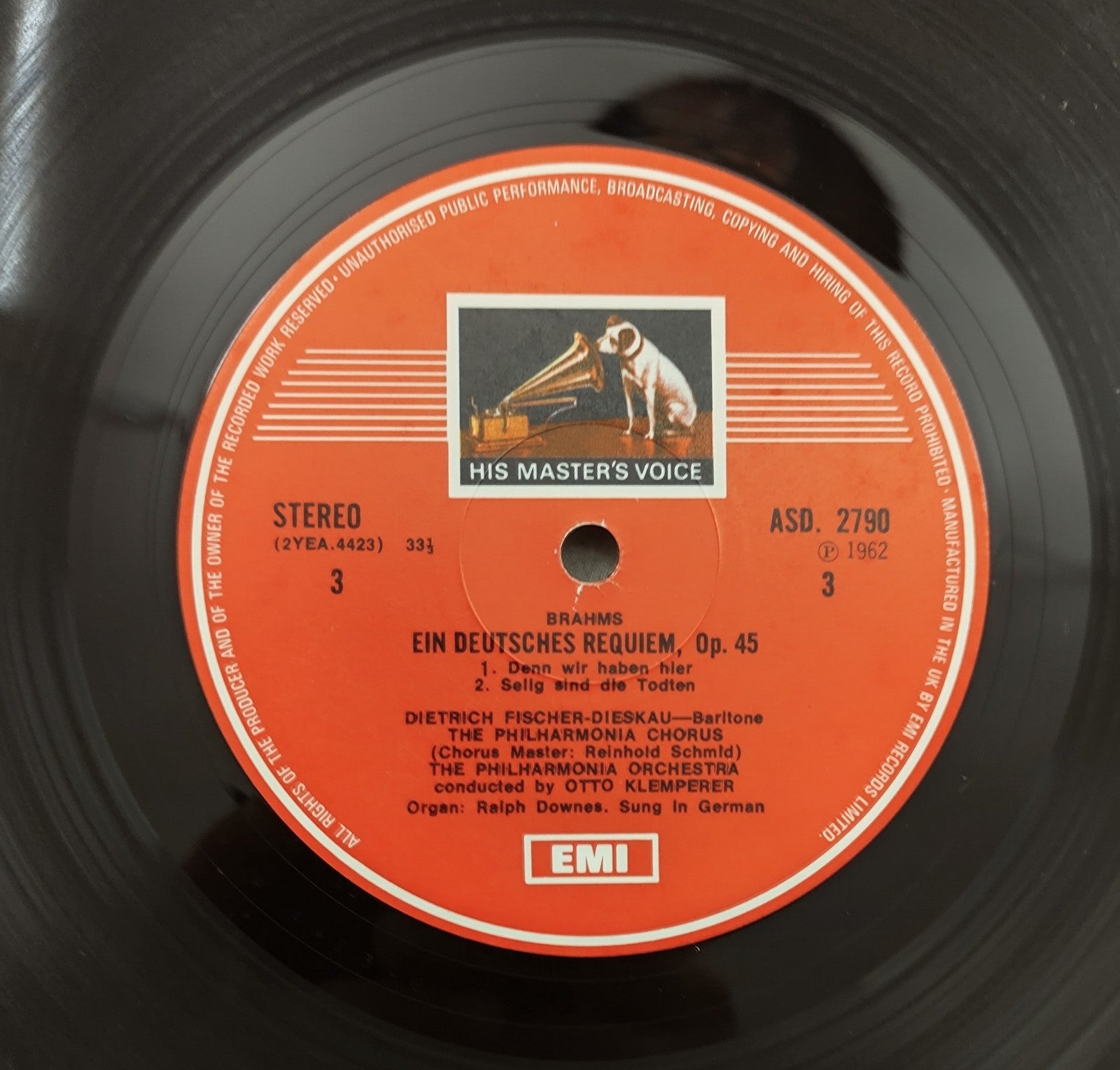 Brahms – Ein Deutsches Requiem LP Klemperer HMV ASD-2789 UK