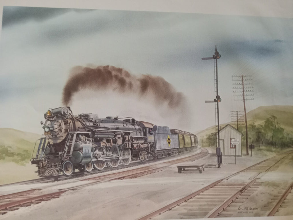 Watercolor Steam Train & Station Print – Signed by Gil Reid