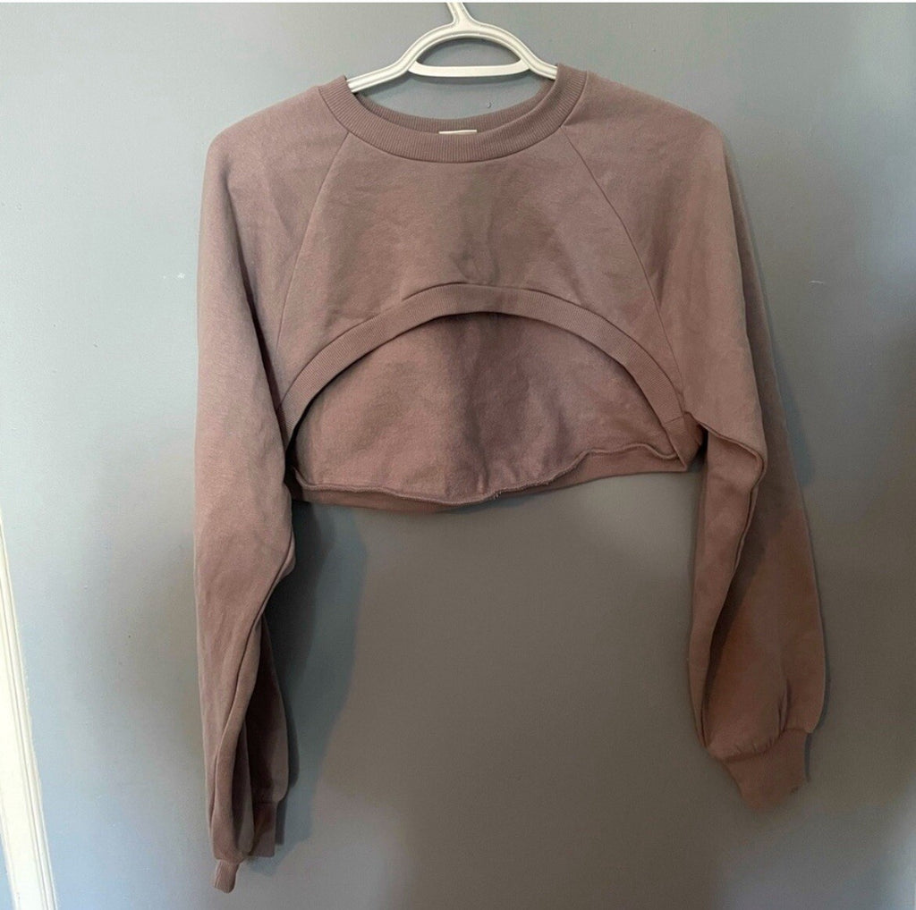 H&M Mauve Cropped Long Sleeve Sweater Size XS – Light Purple Knit Pullover