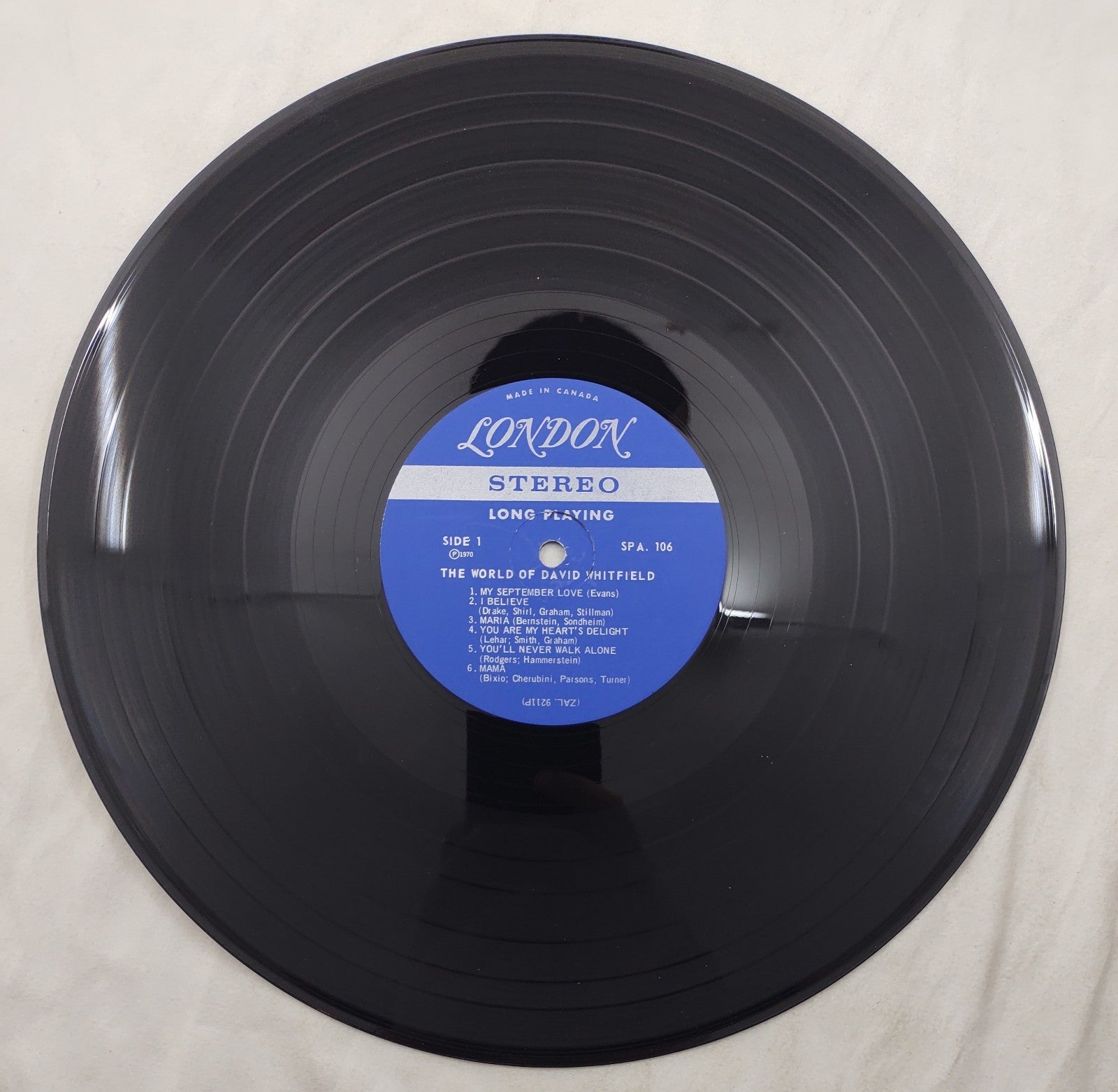 David Whitfield The World Of LP London SPA-106 Stereo Canada 1970 Vocal Vinyl LP
