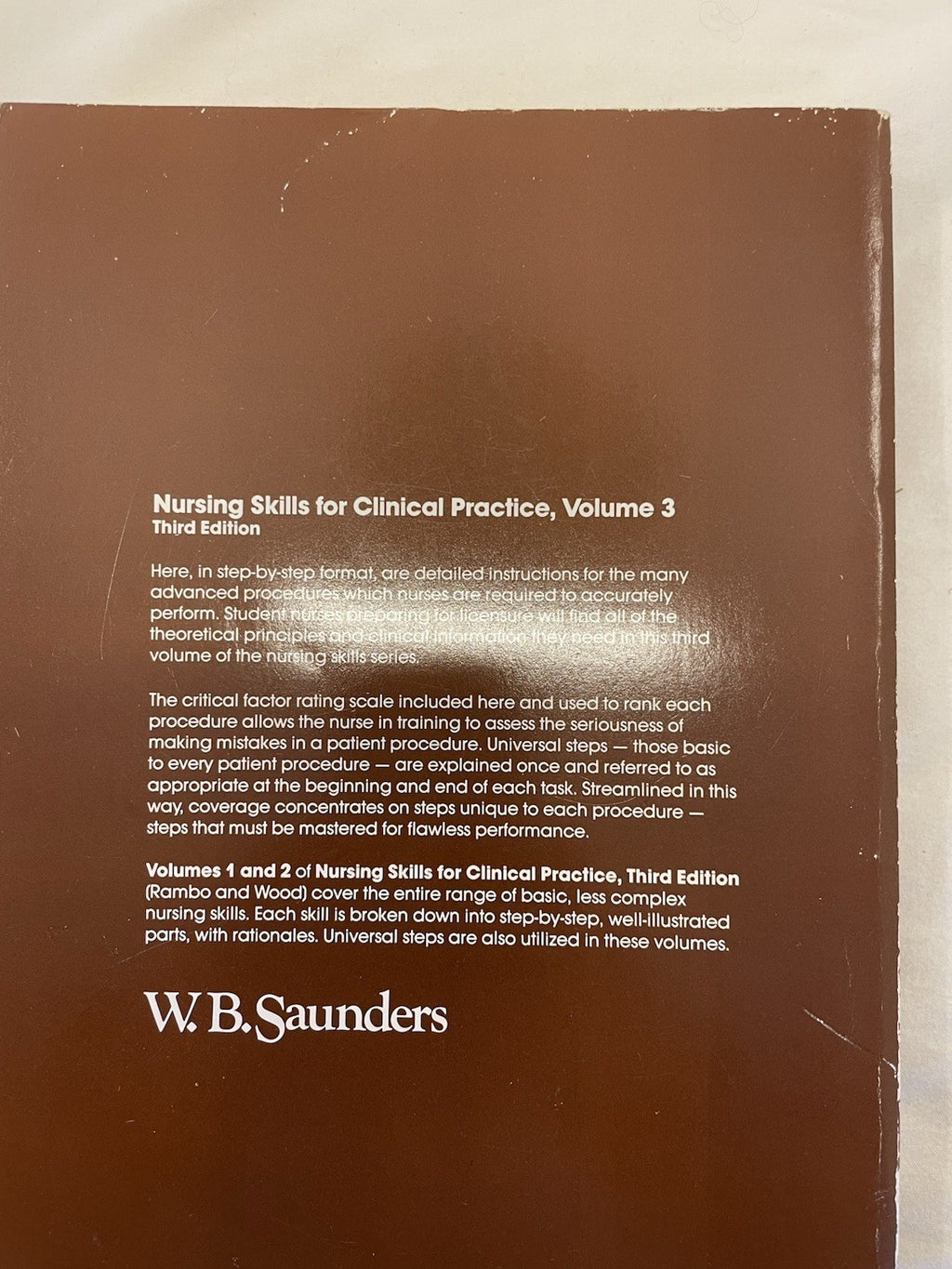 Nursing Skills Vol 3 HC Beverly Rambo 1982 Vtg Textbook Student RN Med