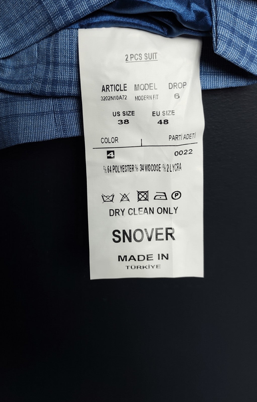 Snover Light Blue Check Blazer Men's Size 38 Business Formal Jacket