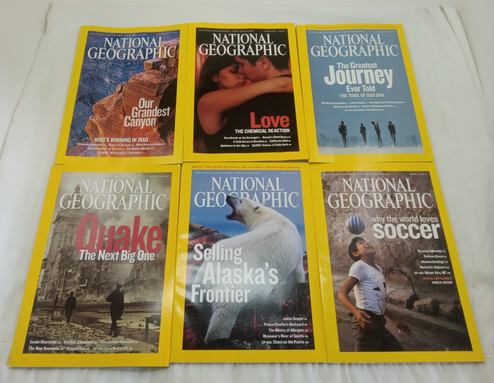 National Geographic Jan–June 2006 | 6 VG+ Issues | Leatherette Slipcase