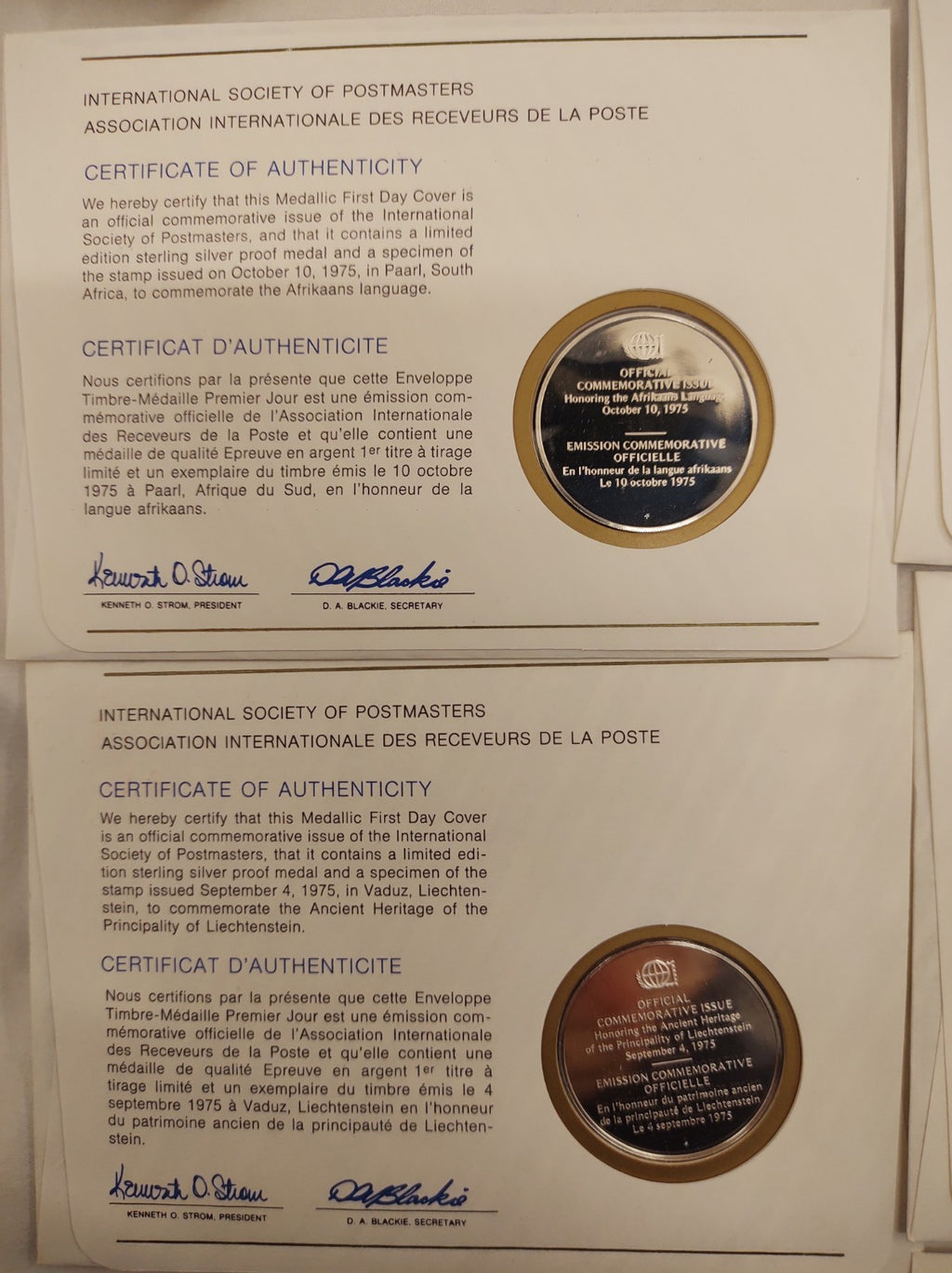 24 ISPM Sterling Silver Proof Medals 1975–76 w/ FDC Envelopes & COAs – Mint