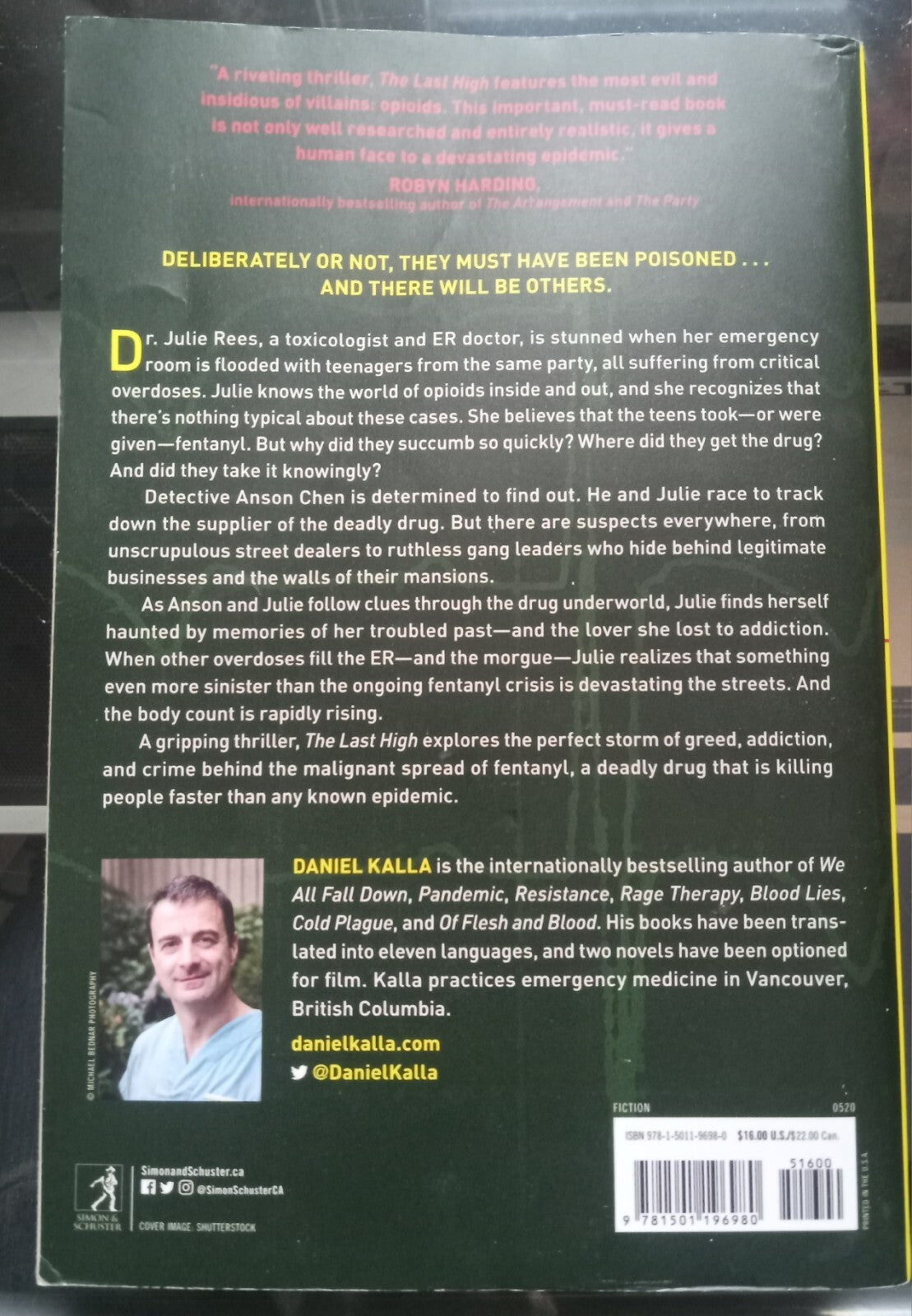 The Last High by Daniel Kalla – 2020 Thriller PB VG+