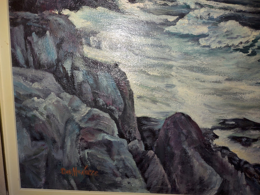 Dan Mackenzie Coastal Shoreline Acrylic Painting Waves on Rocks Maritime Art