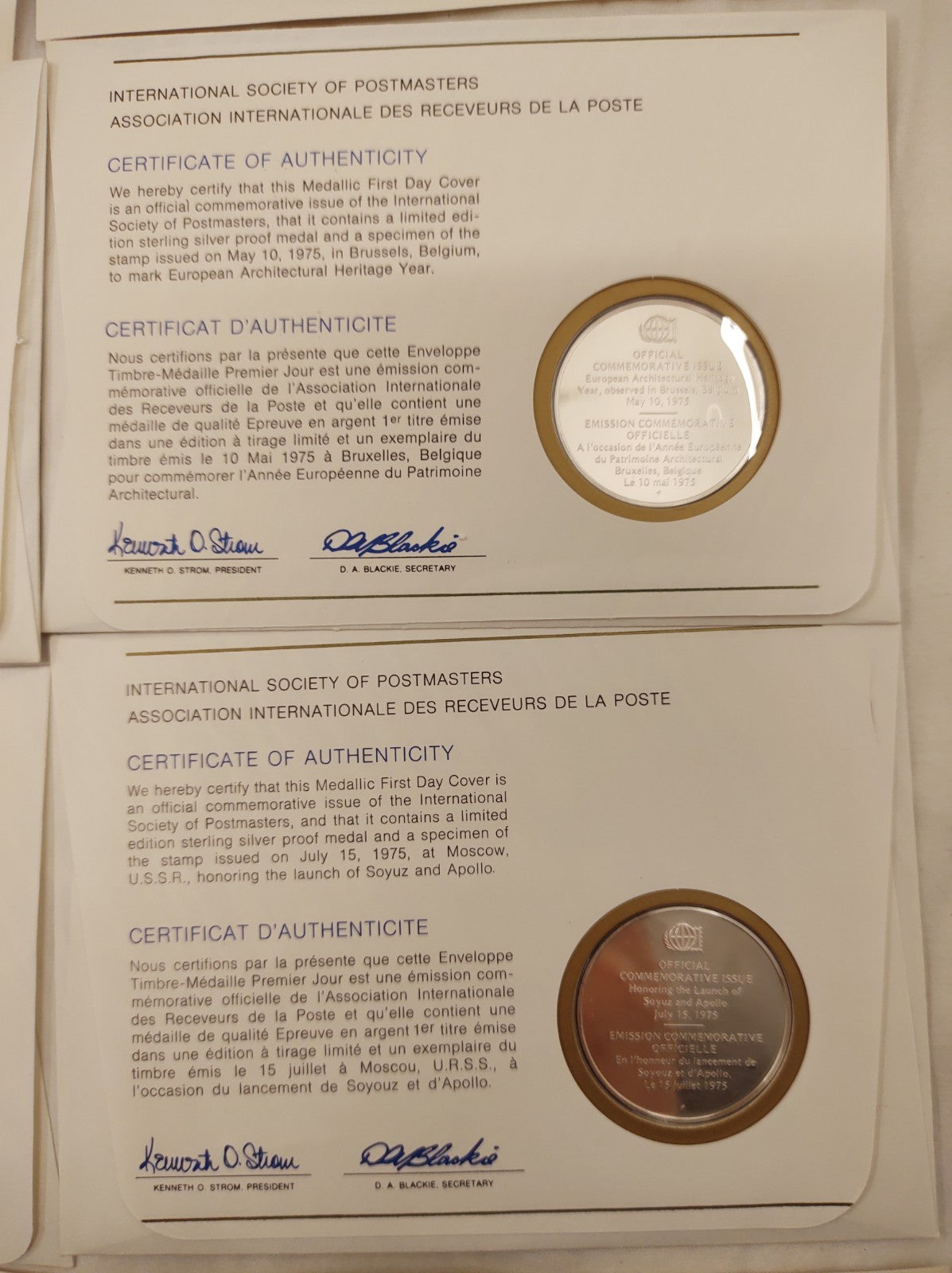 24 ISPM Sterling Silver Proof Medals 1975–76 w/ FDC Envelopes & COAs – Mint