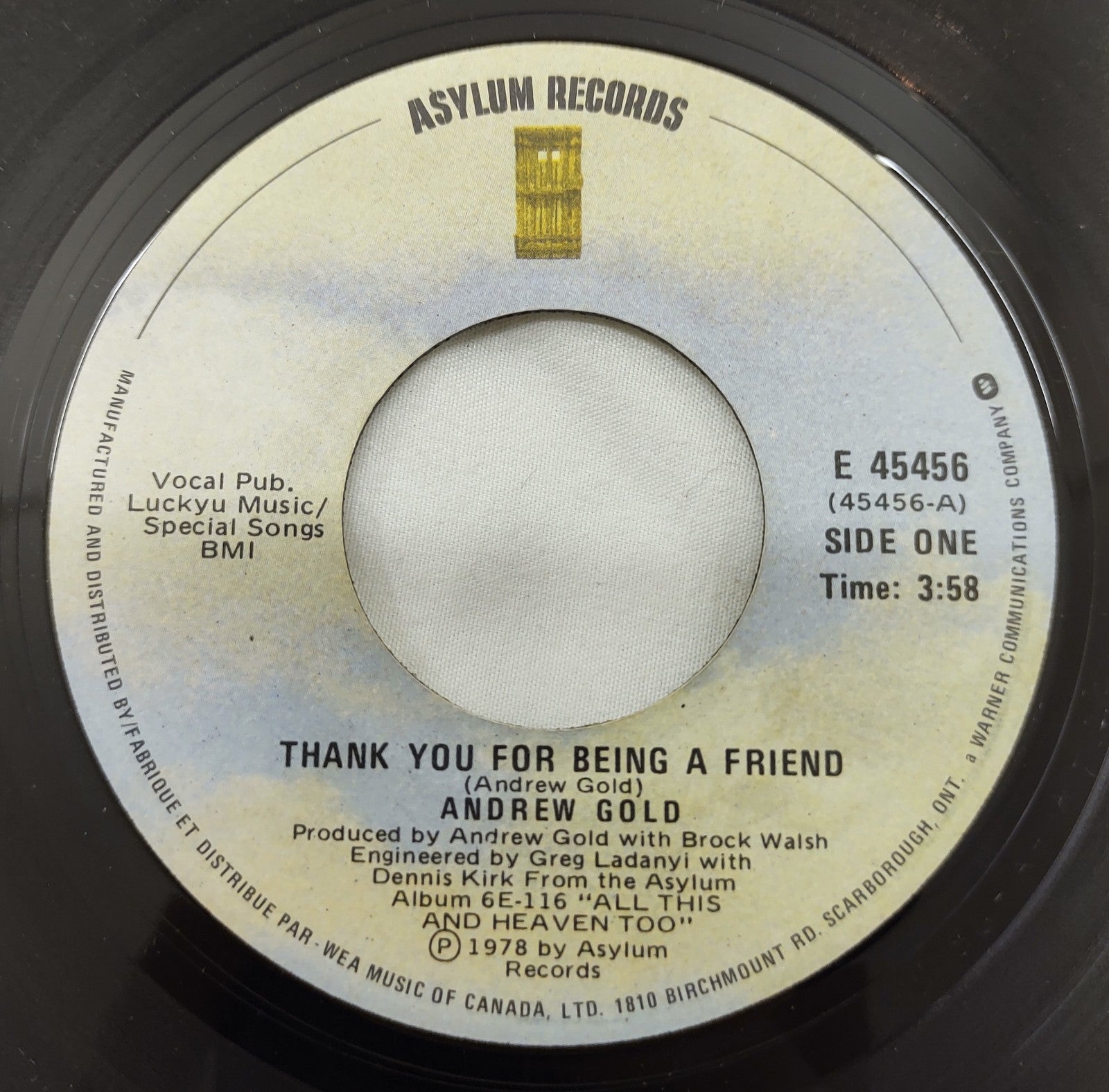 Andrew Gold – Still You Linger On 7” Asylum E-45456 Canada 1978