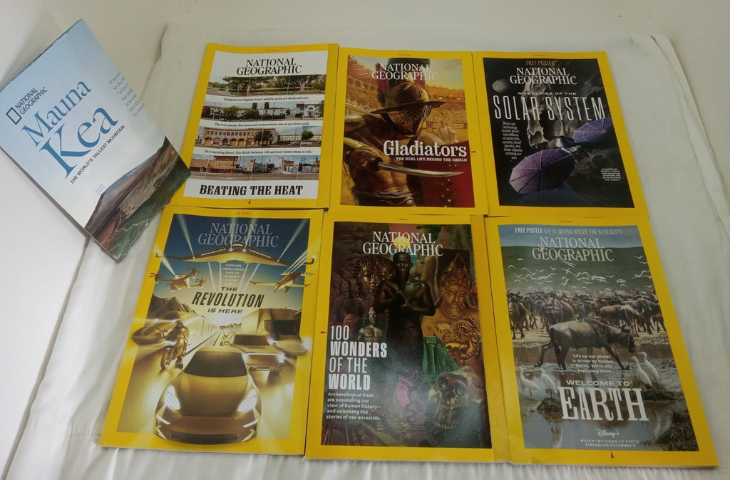 National Geographic Jul–Dec 2021 | 6 VG+ Issues | Faux Leather Slipcase