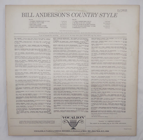 Bill Anderson – Country Style Vocalion Stereo LP VL-7-3835 Country