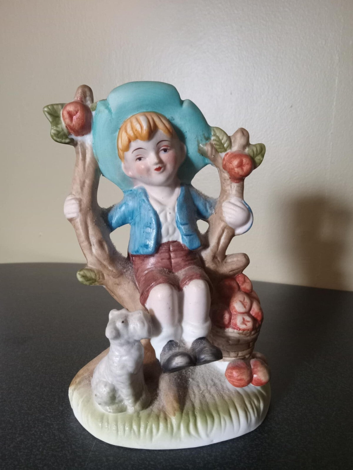 Vintage Apple Tree Boy Ceramic Figurine – Collectible Decor