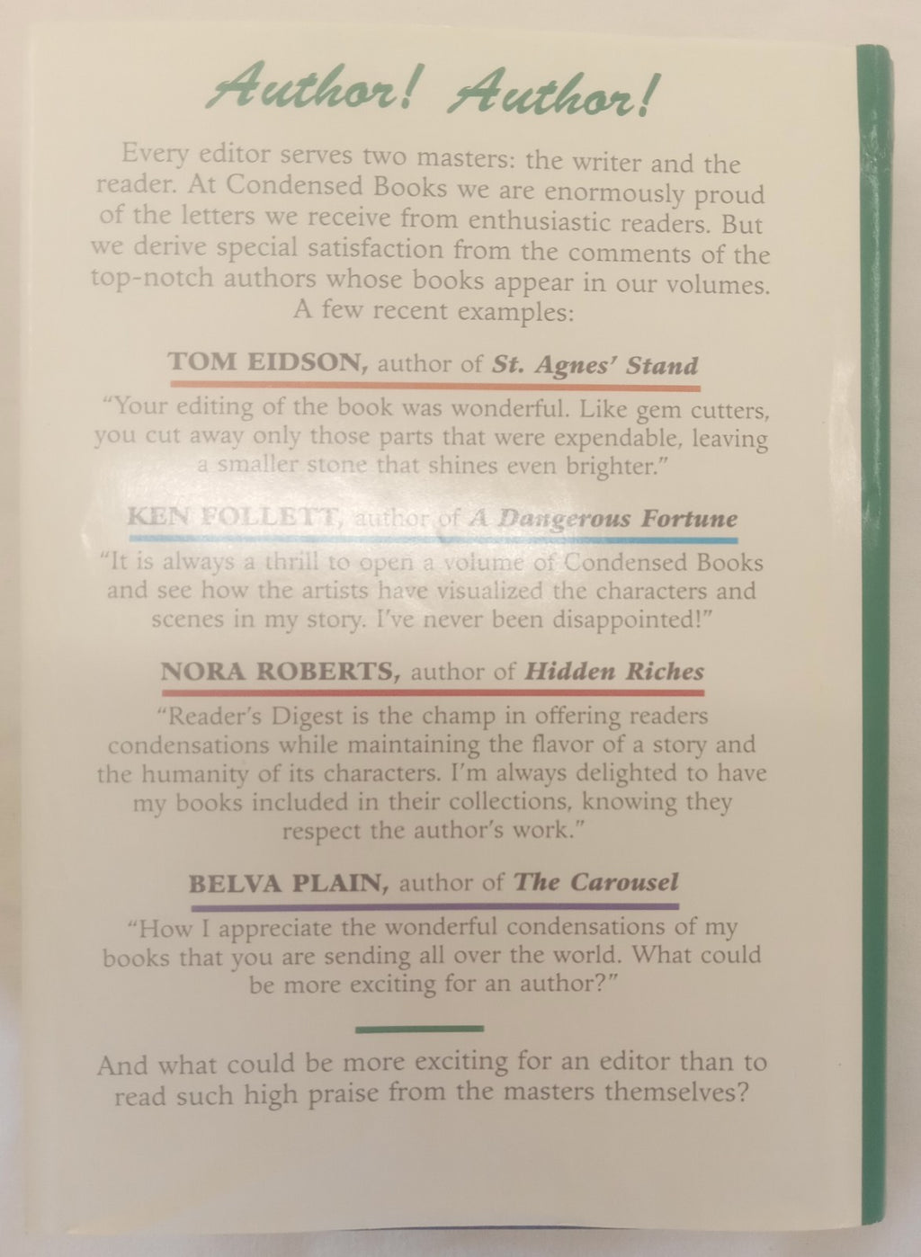 Readers Digest Select Editions Condensed Book First Edition Hardcover Book 1995