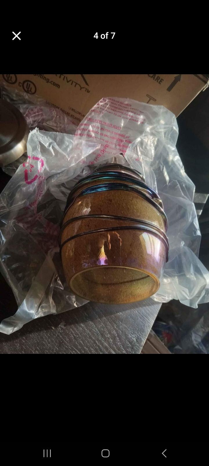 ELK Lighting Hand-Blown Glass Pendant – Orange/Brown Iridescent