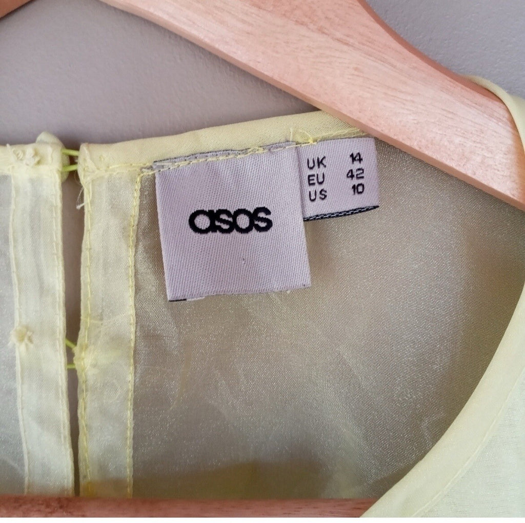 ASOS Lime Green Tulle Beaded Backless Mini Dress – Size 14 – Party Ready