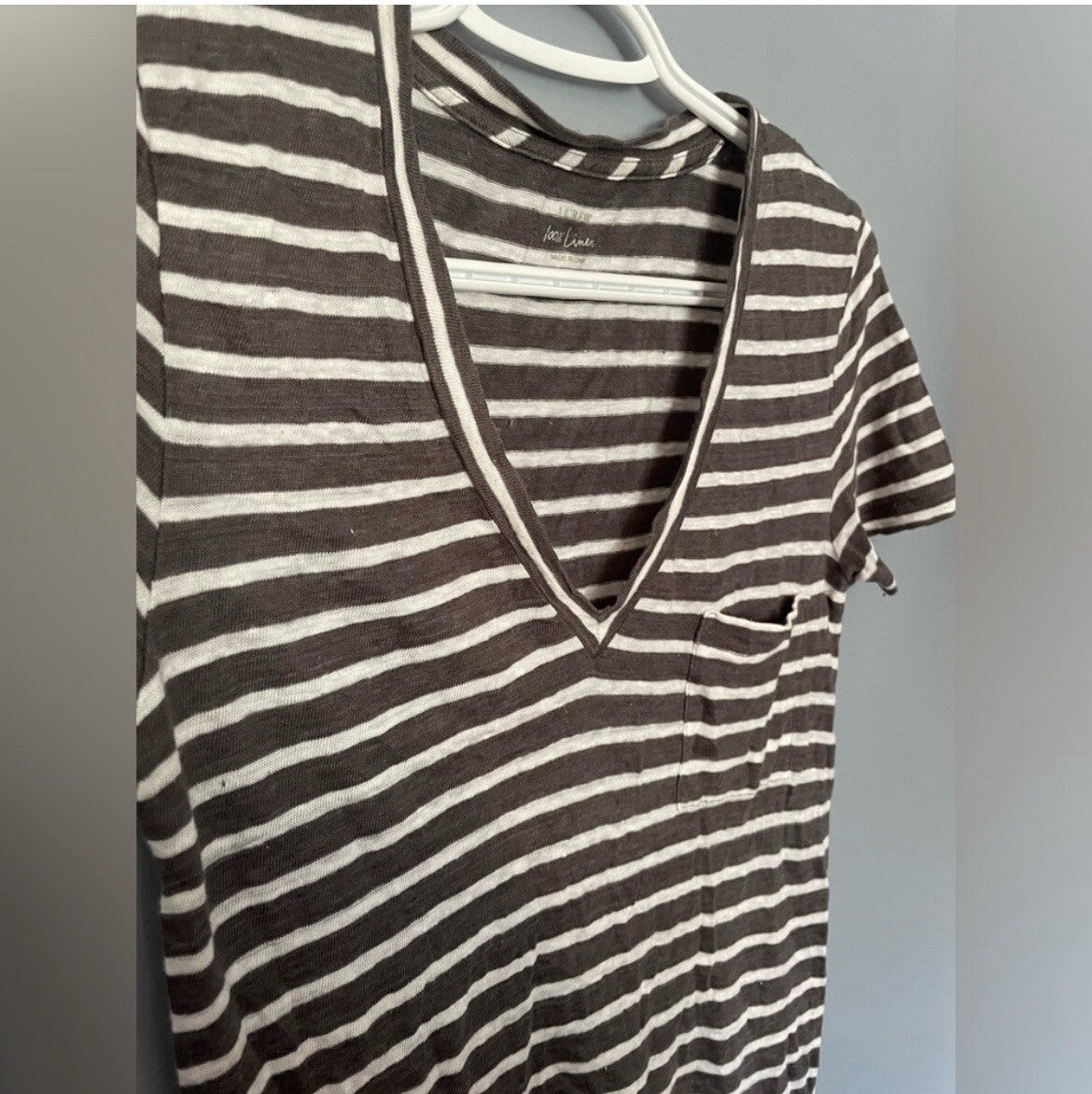Women’s J.Crew 100% Linen Stripe T-Shirt Size XS – Lightweight Top VG