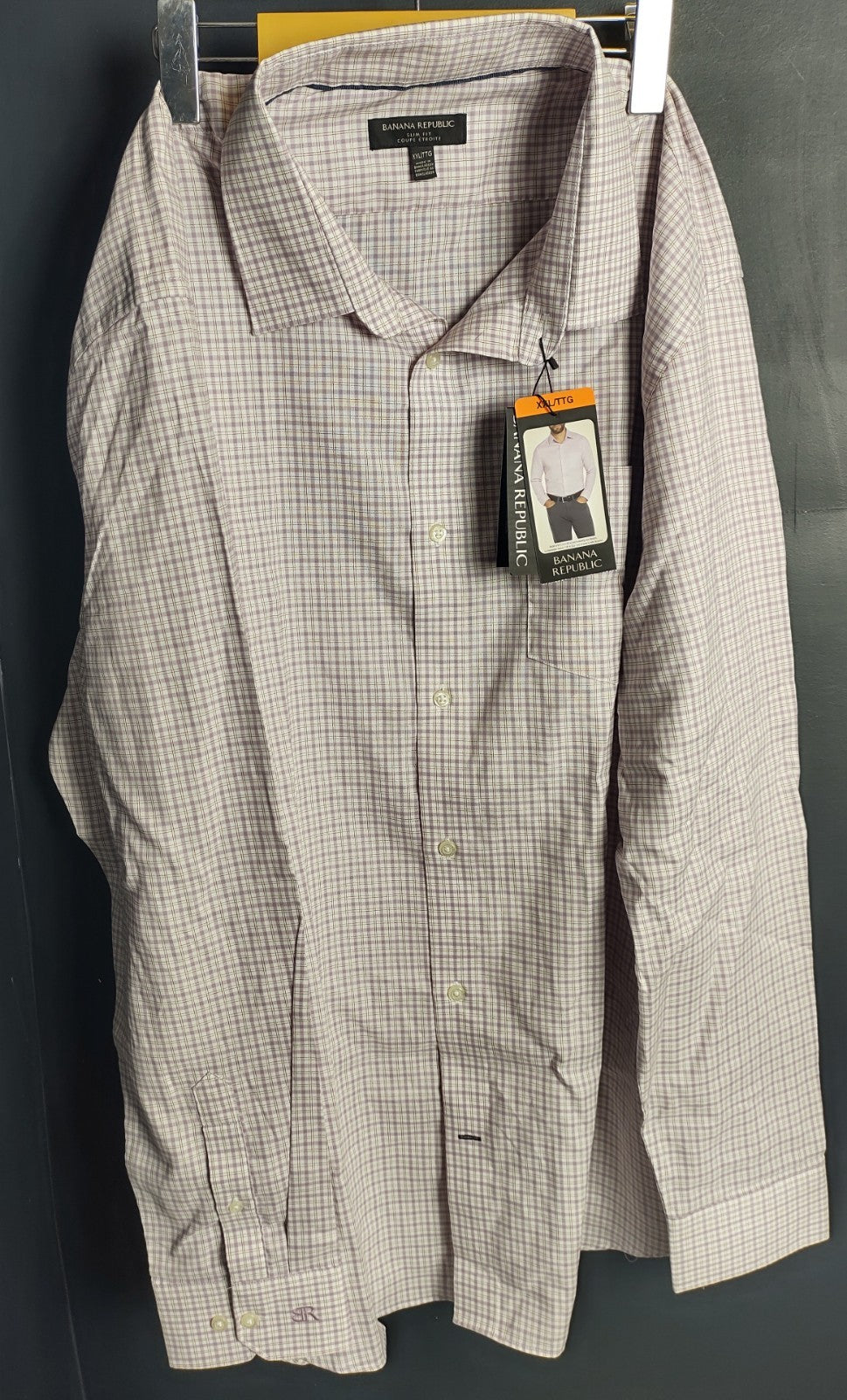 Banana Republic Men’s XXL Light Purple Check Dress Shirt Long Sleeve NWT