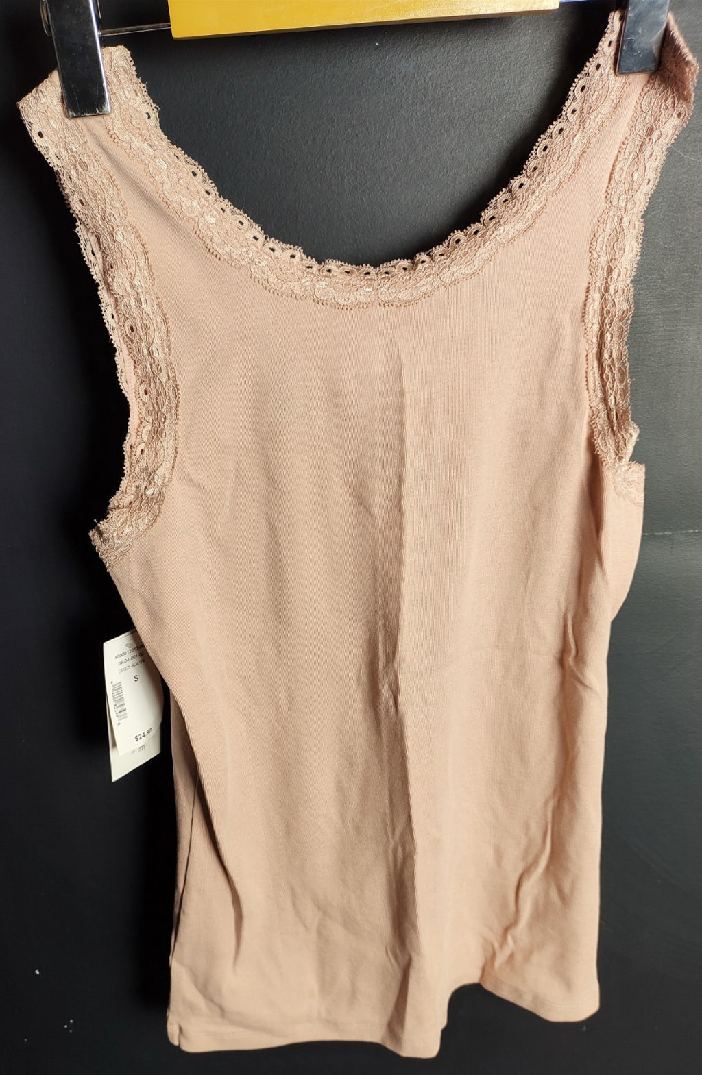 Cleo Baby Pink Lace Trim Cami Tank Top NWT Size S Cotton Soft Feminine