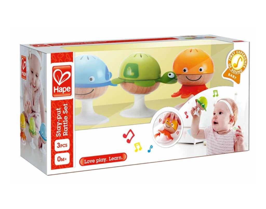 Hape Toys Stay-Put Rattle Set – Baby Sea Animal Rattles with Suction Cups