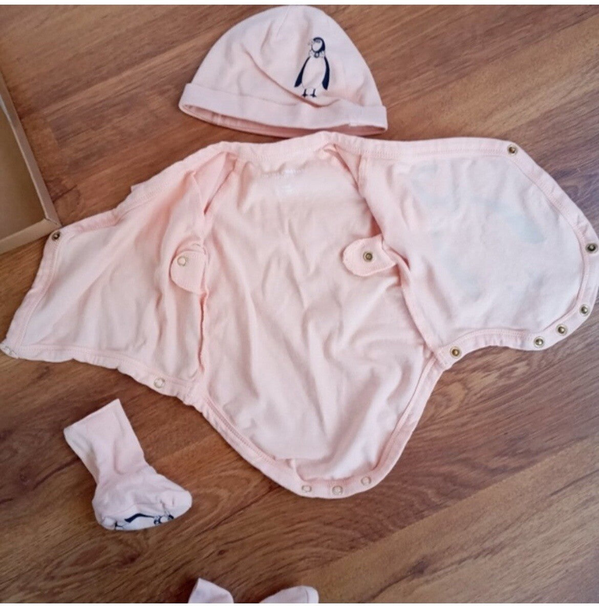 Mini Rodini Baby Girl Sleepwear Set Pink Penguin Print Organic Cotton 0–3 Months