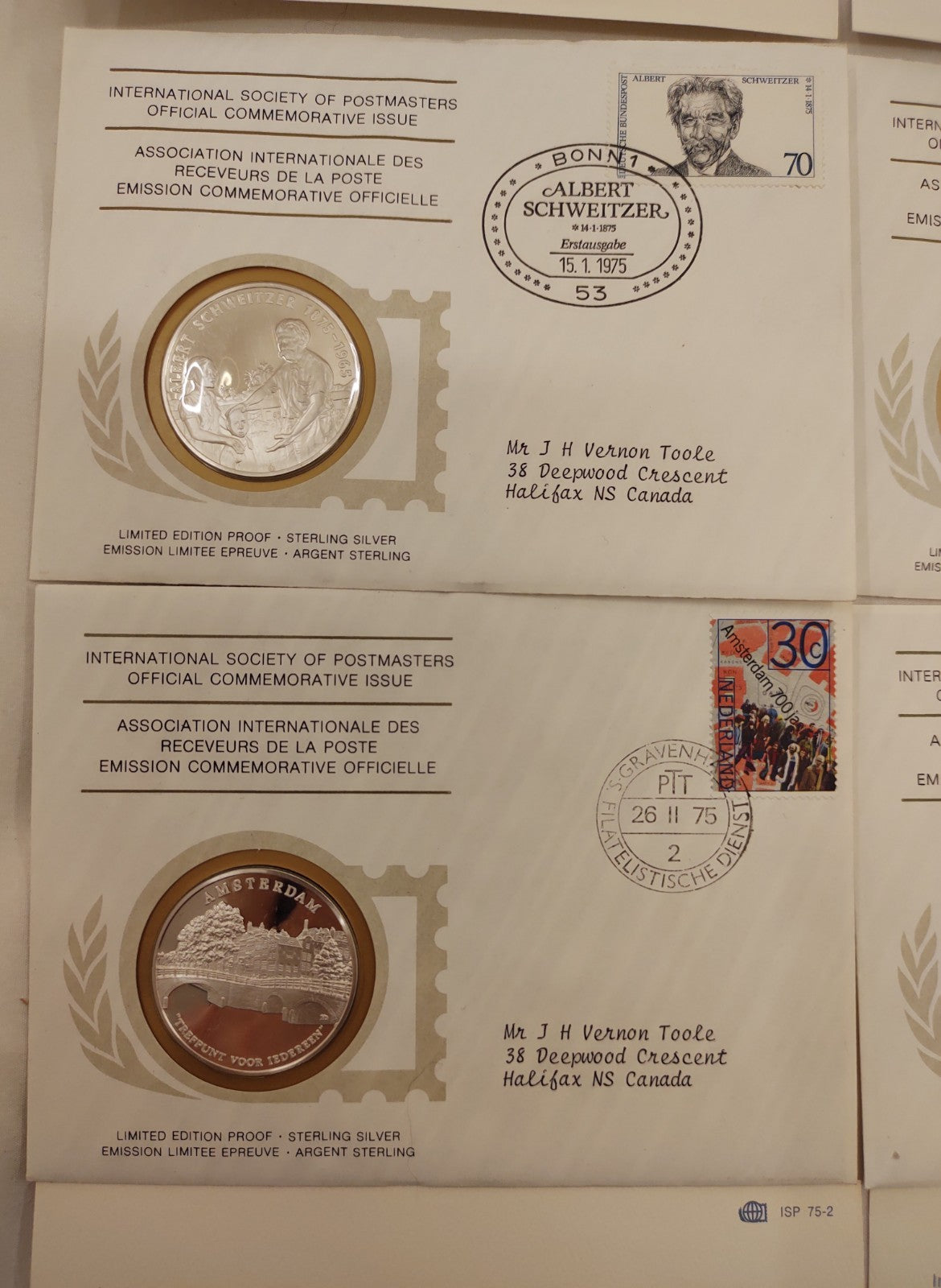 24 ISPM Sterling Silver Proof Medals 1975–76 w/ FDC Envelopes & COAs – Mint