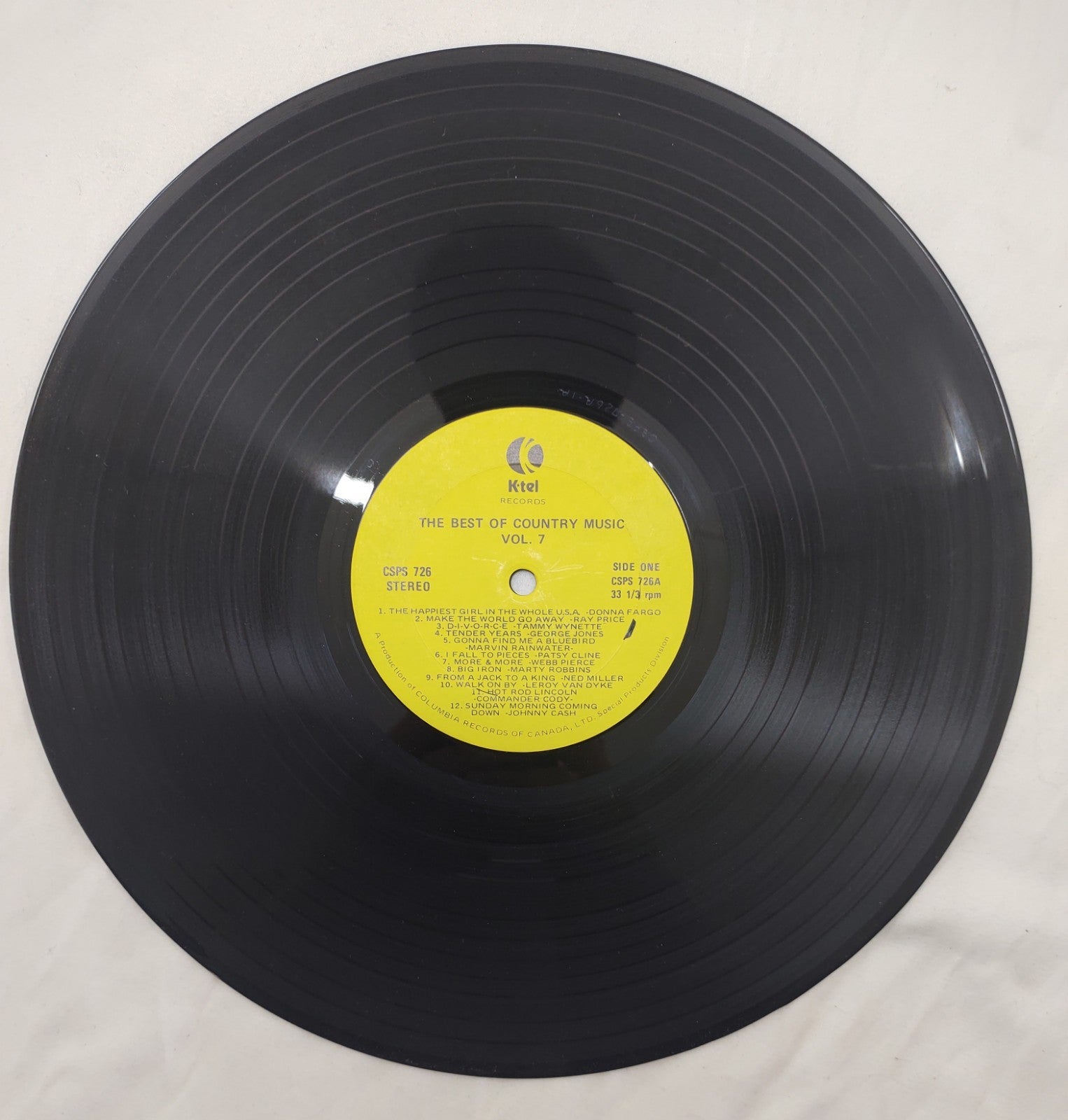 Best of Country Music Vol. 7 LP K-Tel CSPS 726 Canada Compilation
