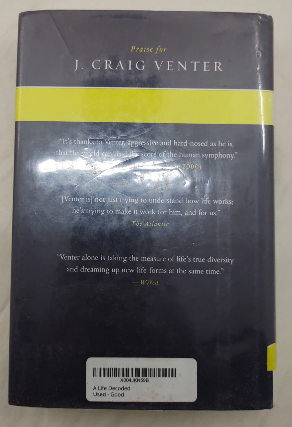 A Life Decoded – J. Craig Venter Hardcover 2007 Viking ISBN 9780670063581