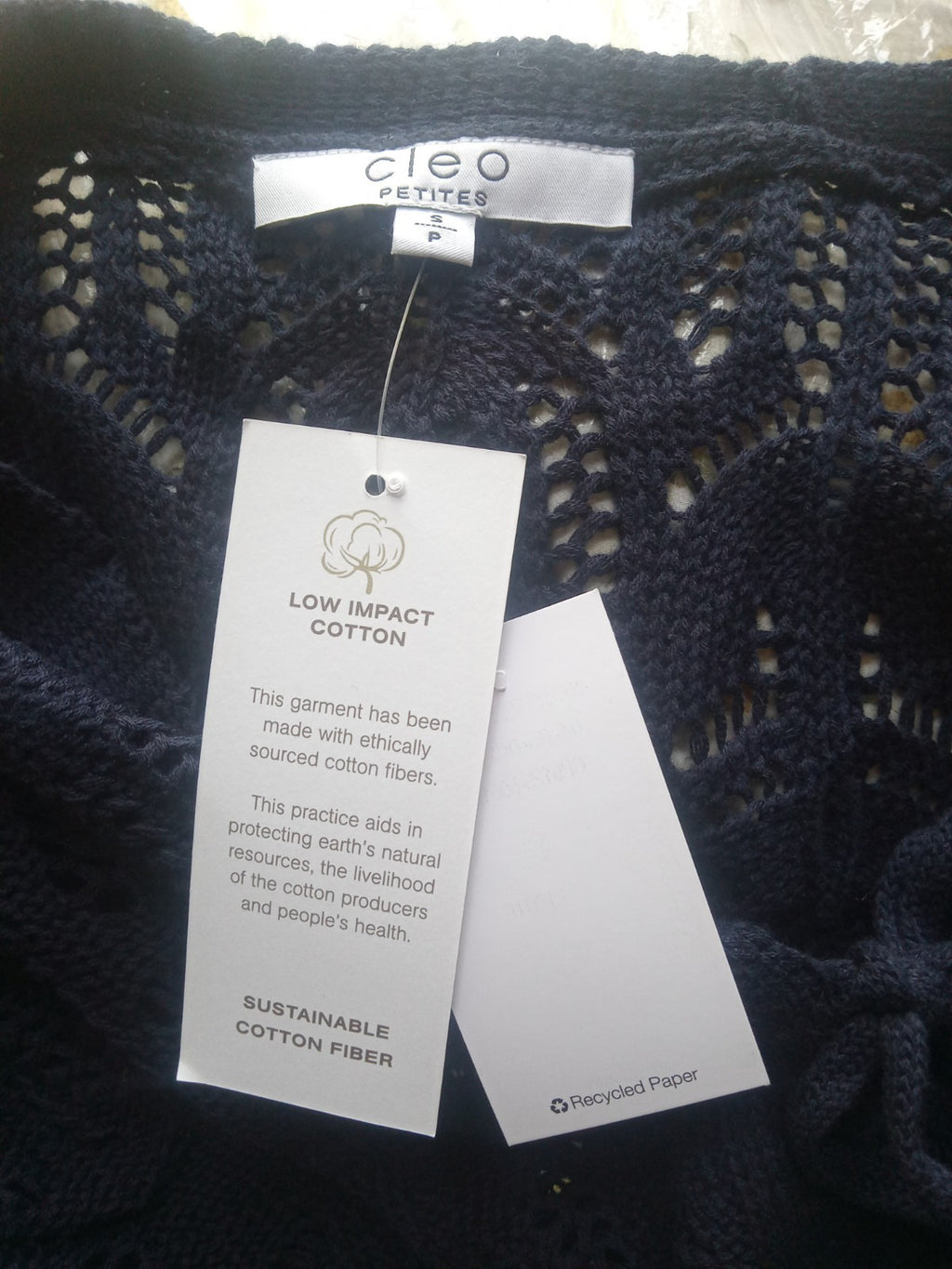 Cleo Cotton Black Crochet Cardigan Cover Up Long Sleeve Size Small