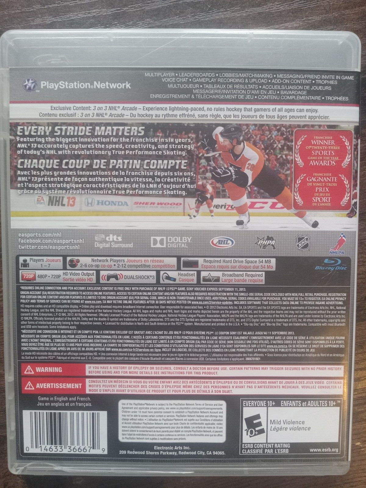 NHL 13 PS3 EA Sports Hockey Game - Tested & Working