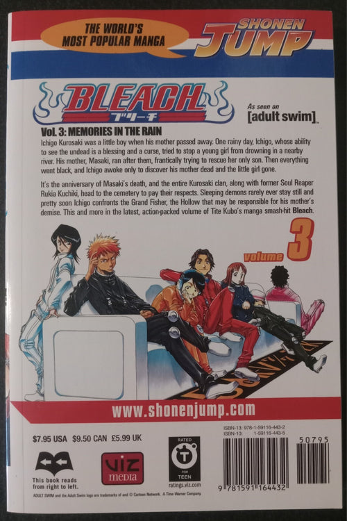 Bleach Vol 3 by Tite Kubo – English Shonen Jump Manga PB VG+